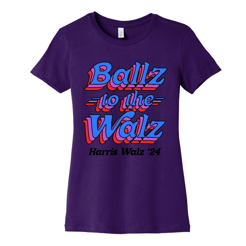Ballz to the Walz (Harris Walz 2024) Womens Cotton Tee Hoodie, Sweatshirt | PureTeeCo.com (Image 4)