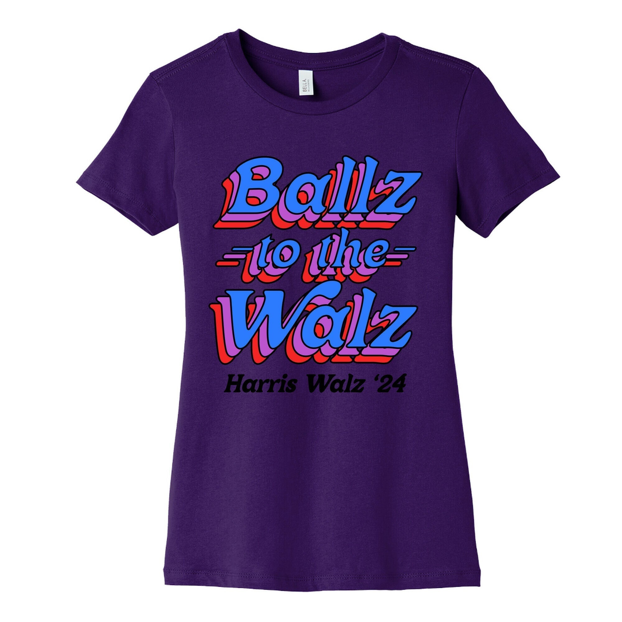 Ballz to the Walz (Harris Walz 2024) Womens Cotton Tee Hoodie, Sweatshirt | PureTeeCo.com (Image 4)