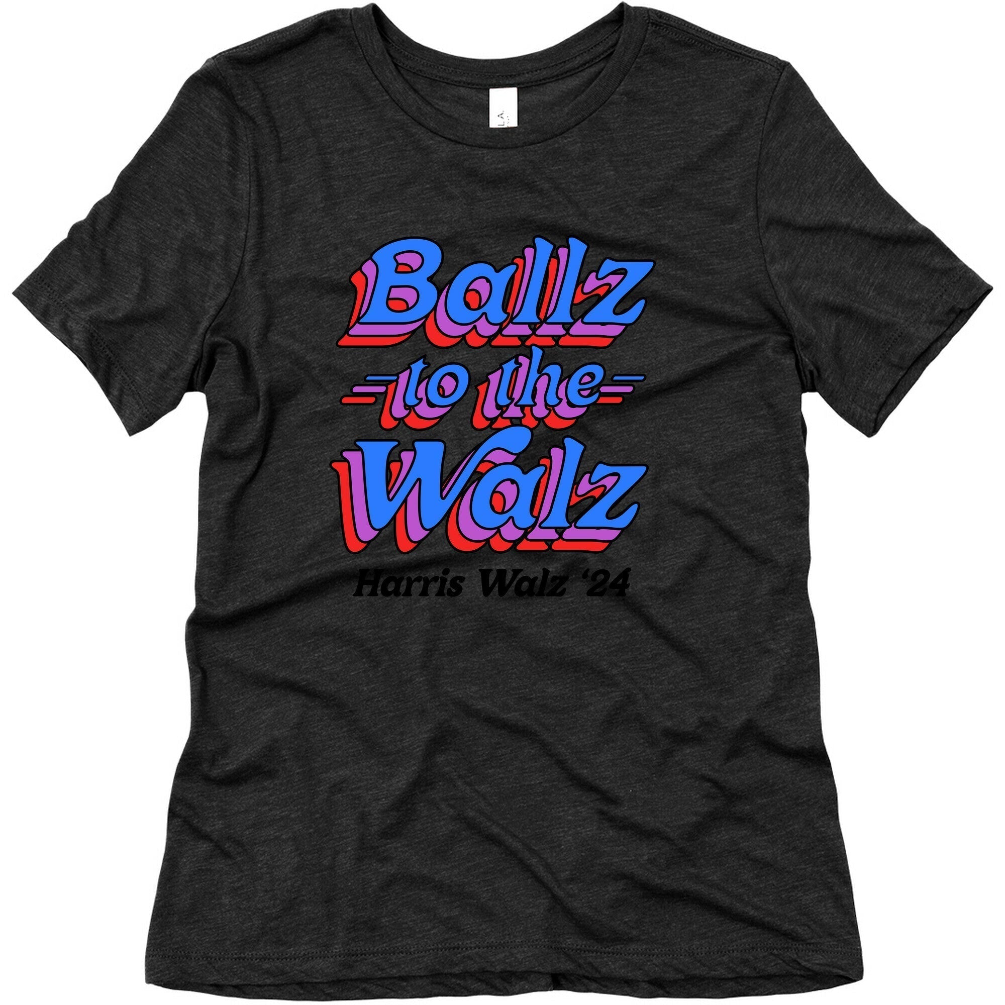 Ballz to the Walz (Harris Walz 2024) Womens Triblend Tee Hoodie, Sweatshirt | PureTeeCo.com (Image 2)
