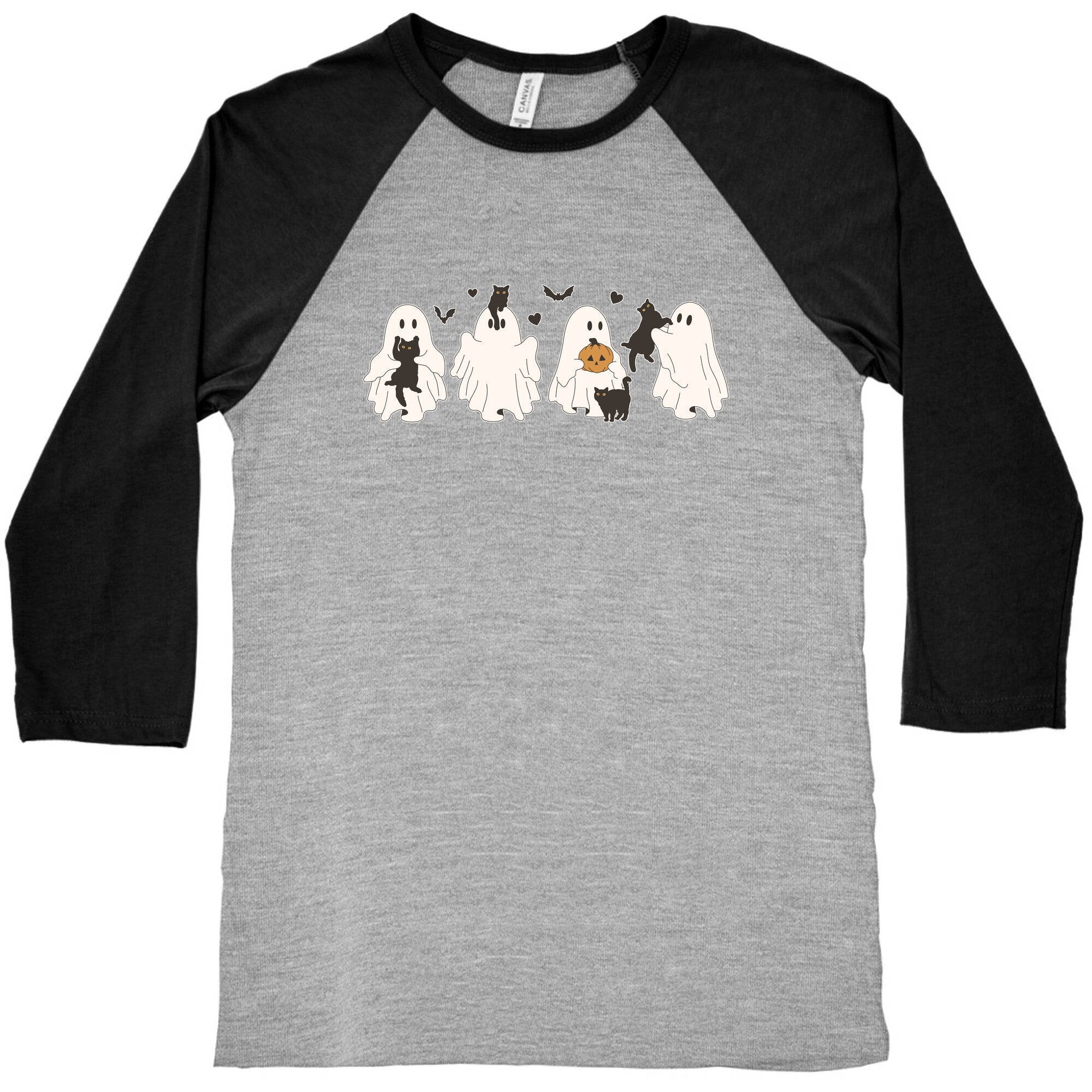 Cute Ghost Cats Baseball Tee Hoodie, Sweatshirt | PureTeeCo.com (Image 4)