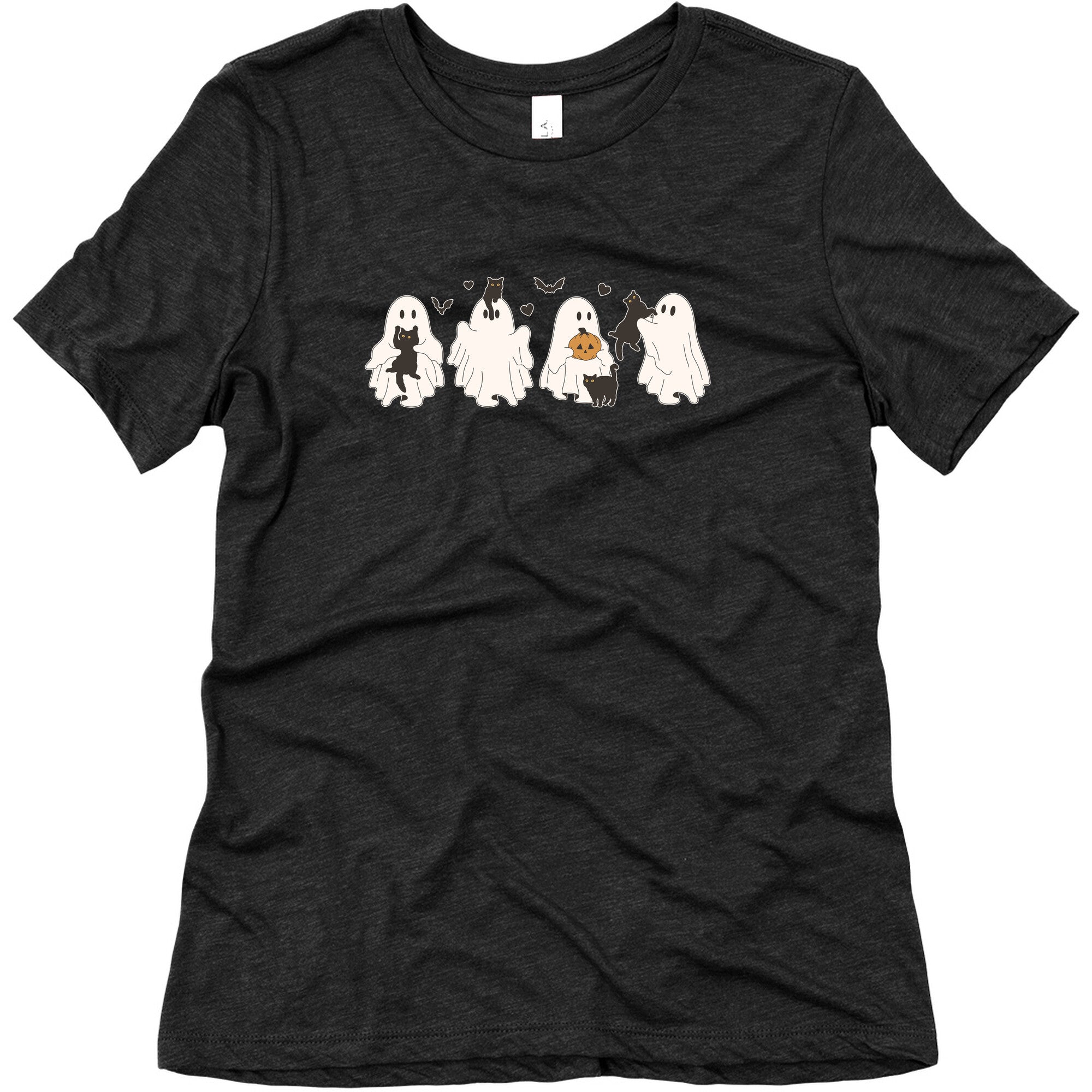 Cute Ghost Cats Womens Triblend Tee Hoodie, Sweatshirt | PureTeeCo.com (Image 3)