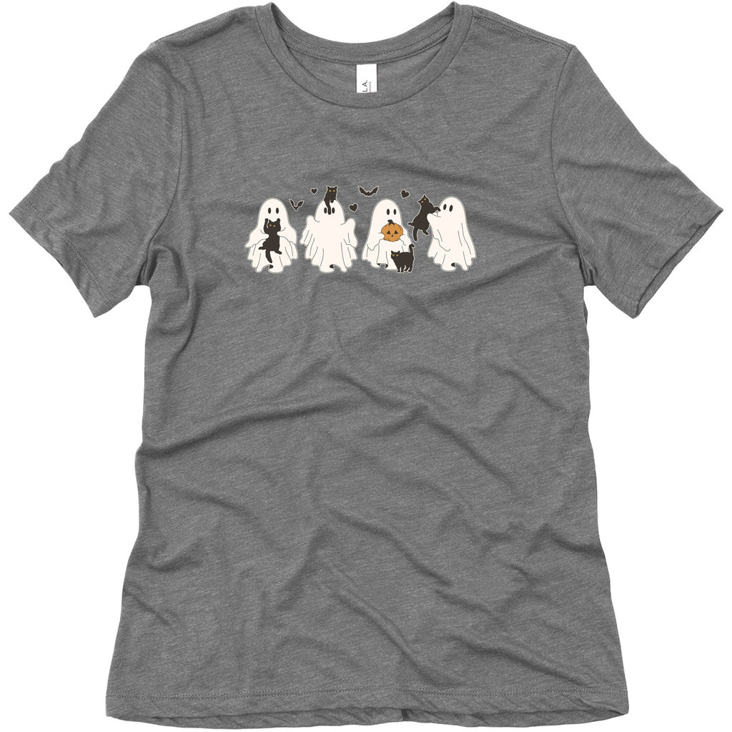 Cute Ghost Cats Womens Triblend Tee Hoodie, Sweatshirt | PureTeeCo.com (Image 4)