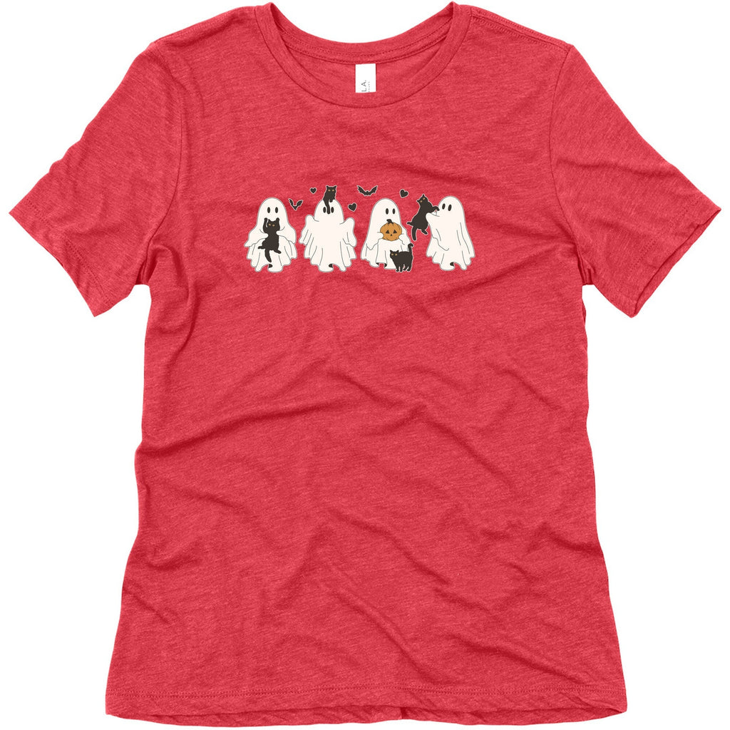 Cute Ghost Cats Womens Triblend Tee Hoodie, Sweatshirt | PureTeeCo.com (Image 5)