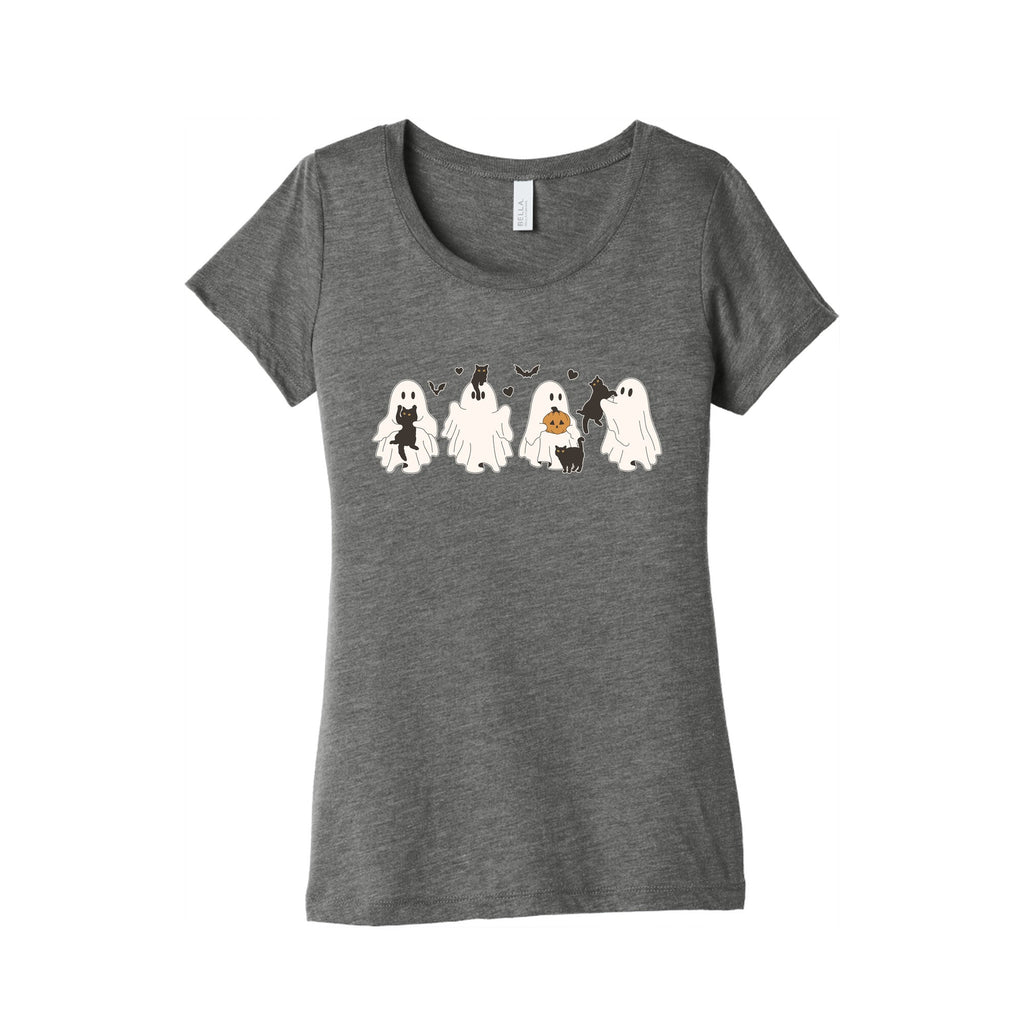 Cute Ghost Cats Womens Triblend Tee Hoodie, Sweatshirt | PureTeeCo.com (Image 2)