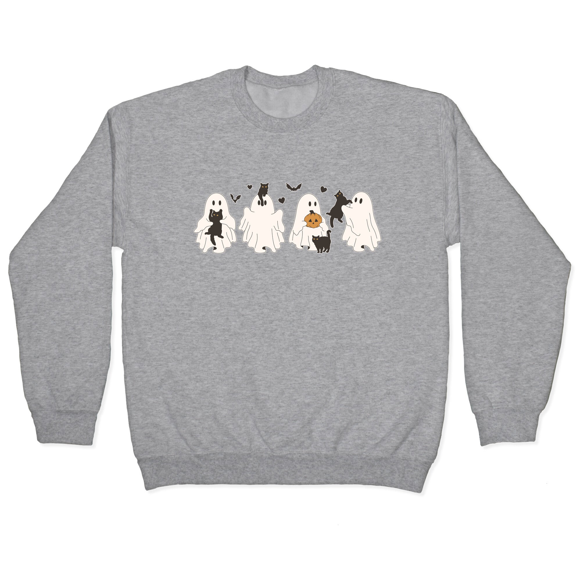Cute Ghost Cats Crewneck Sweatshirt T-Shirts, Hoodie | PureTeeCo.com (Image 1)