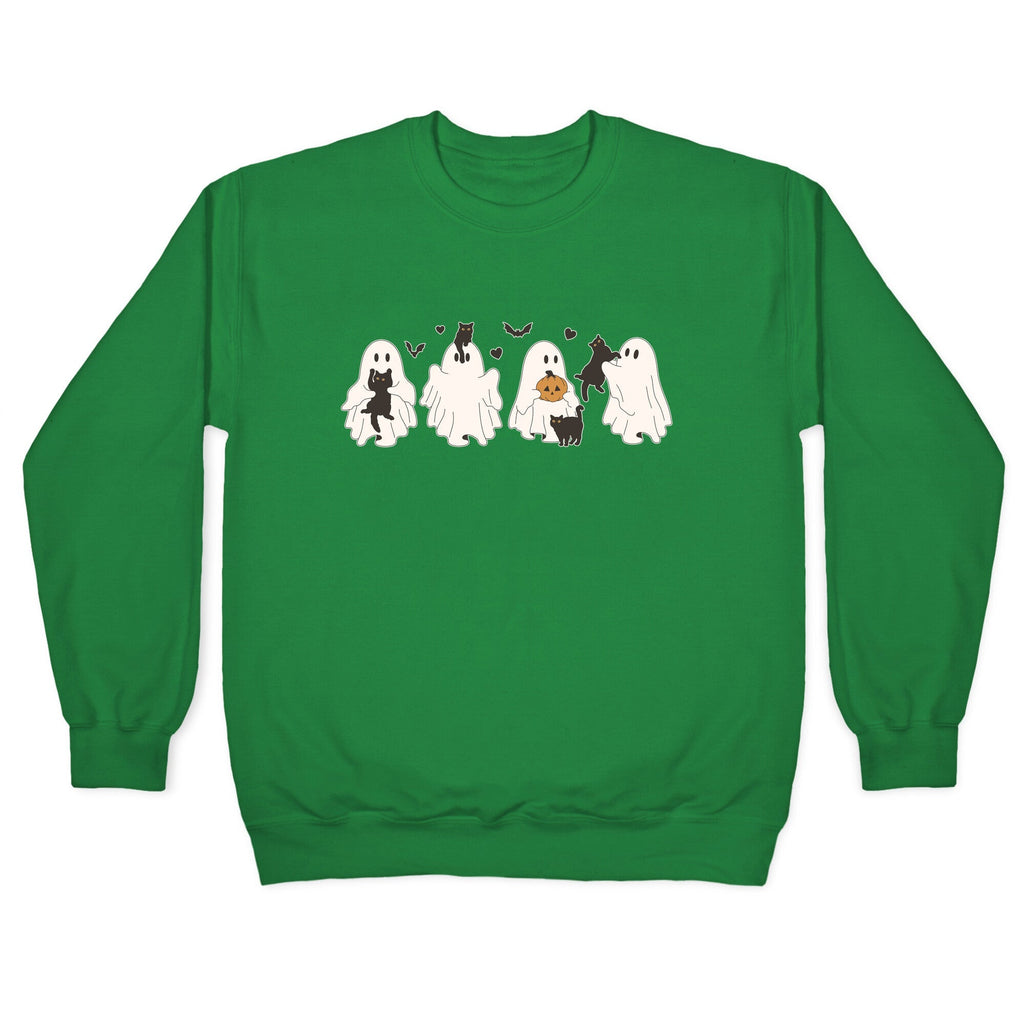 Cute Ghost Cats Crewneck Sweatshirt T-Shirts, Hoodie | PureTeeCo.com (Image 2)