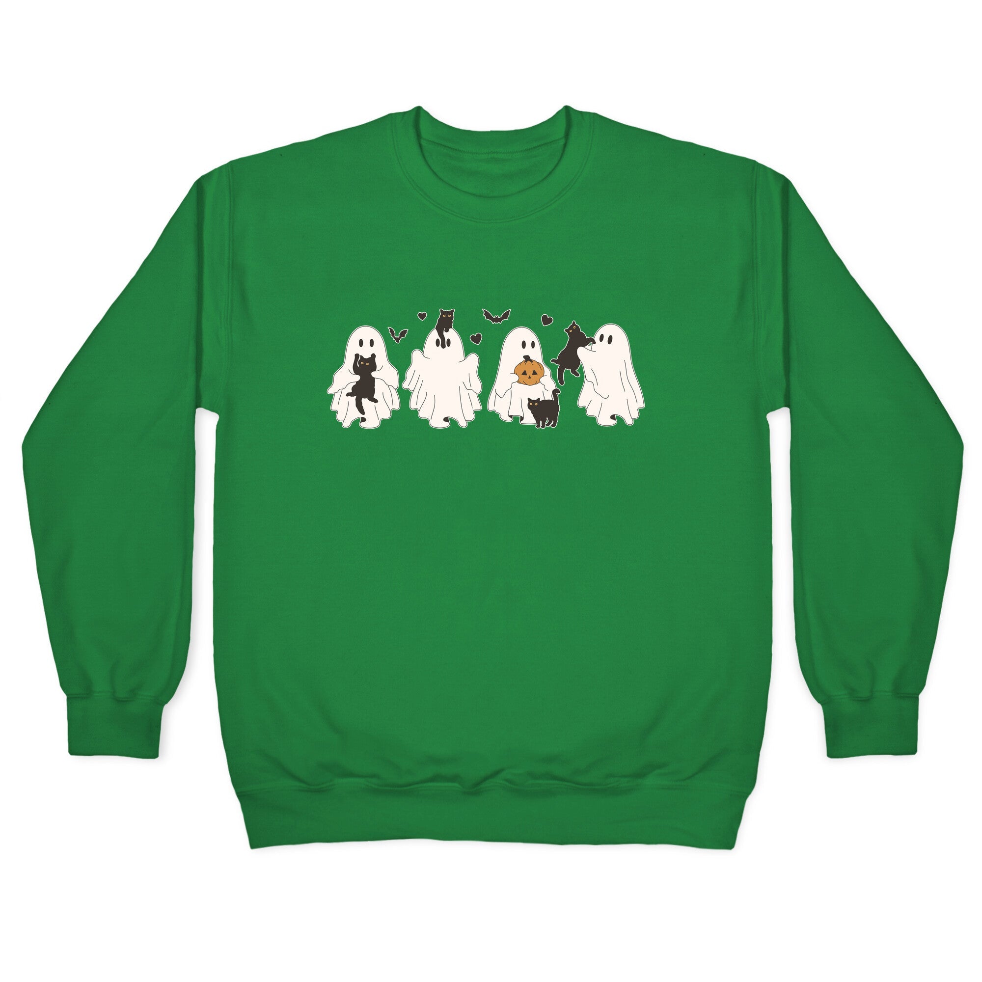 Cute Ghost Cats Crewneck Sweatshirt T-Shirts, Hoodie | PureTeeCo.com (Image 2)