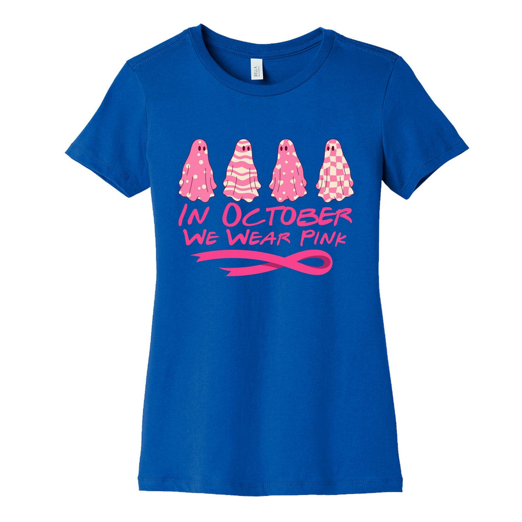 Ghost October Breast Cancer Awareness Womens Cotton Tee Hoodie, Sweatshirt | PureTeeCo.com (Image 2)