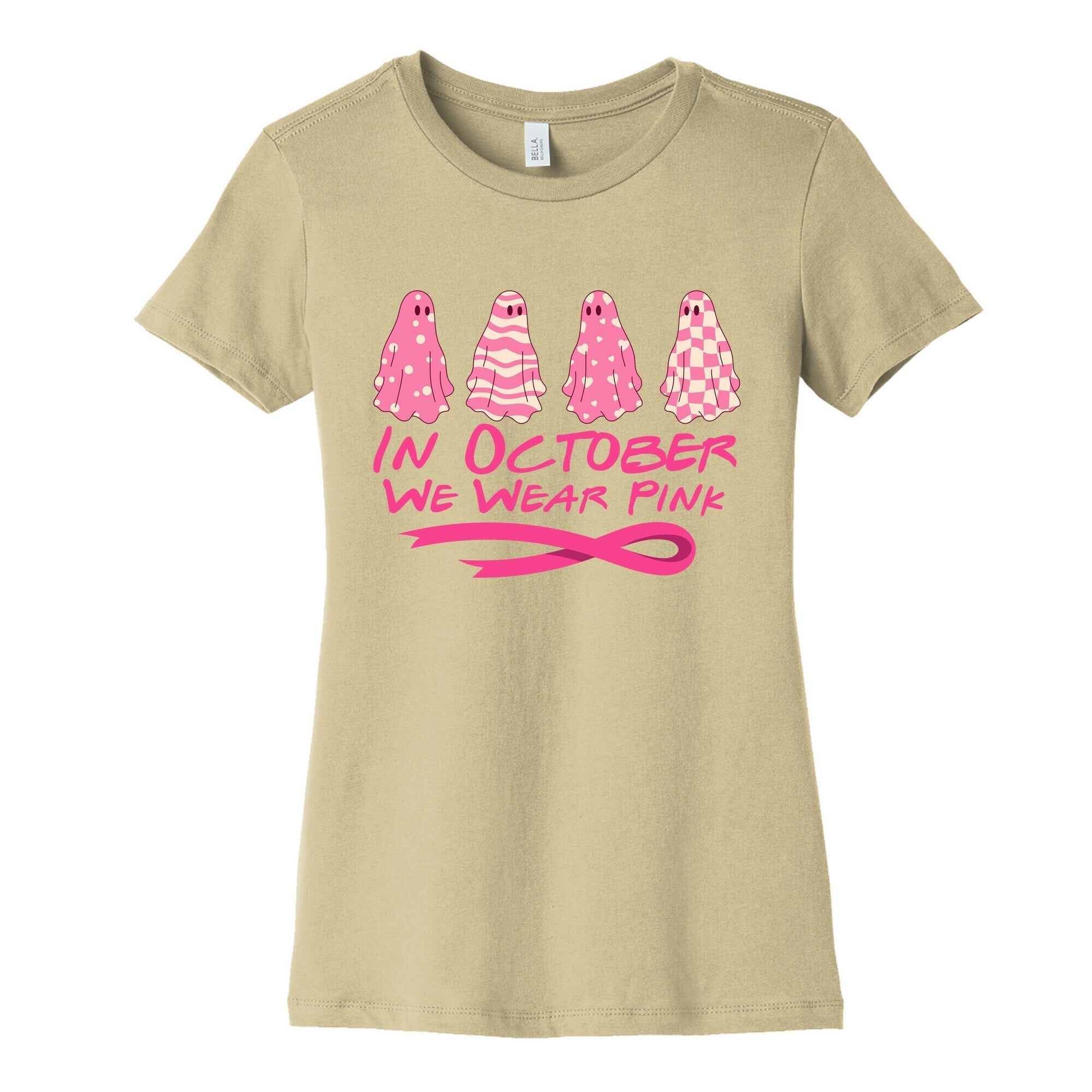 Ghost October Breast Cancer Awareness Womens Cotton Tee Hoodie, Sweatshirt | PureTeeCo.com (Image 3)