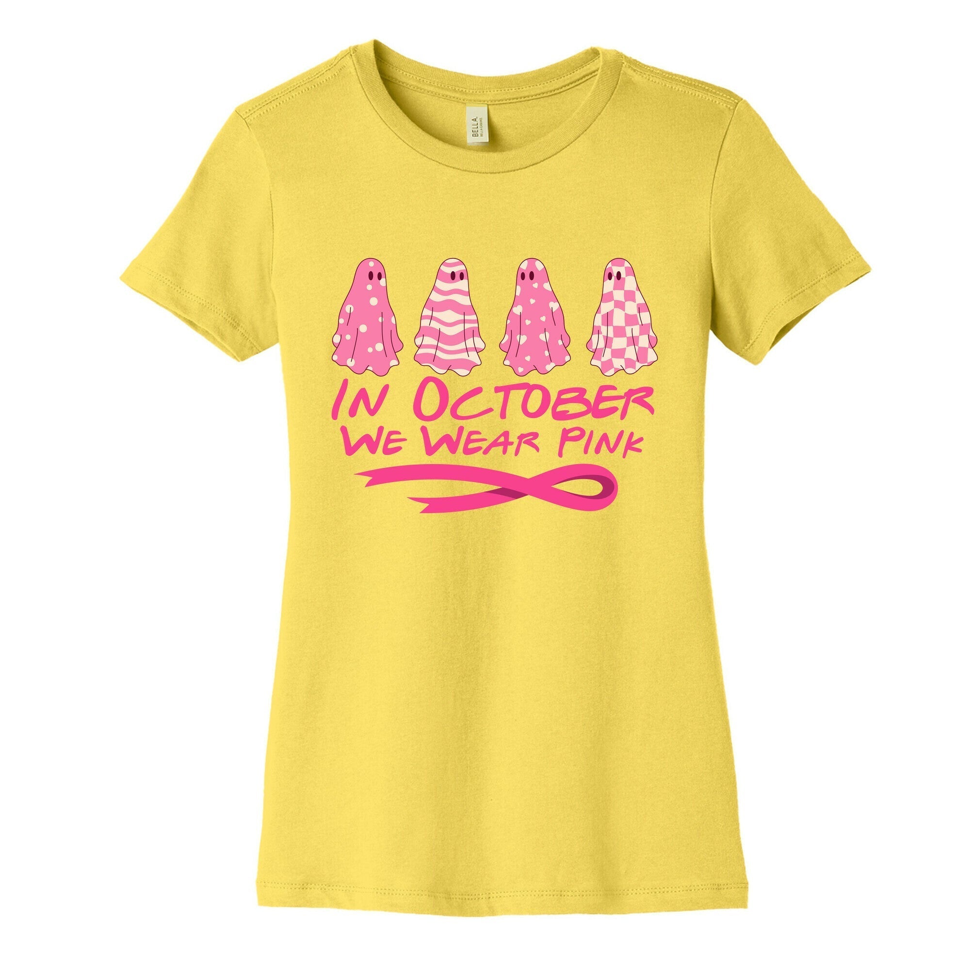 Ghost October Breast Cancer Awareness Womens Cotton Tee Hoodie, Sweatshirt | PureTeeCo.com (Image 5)