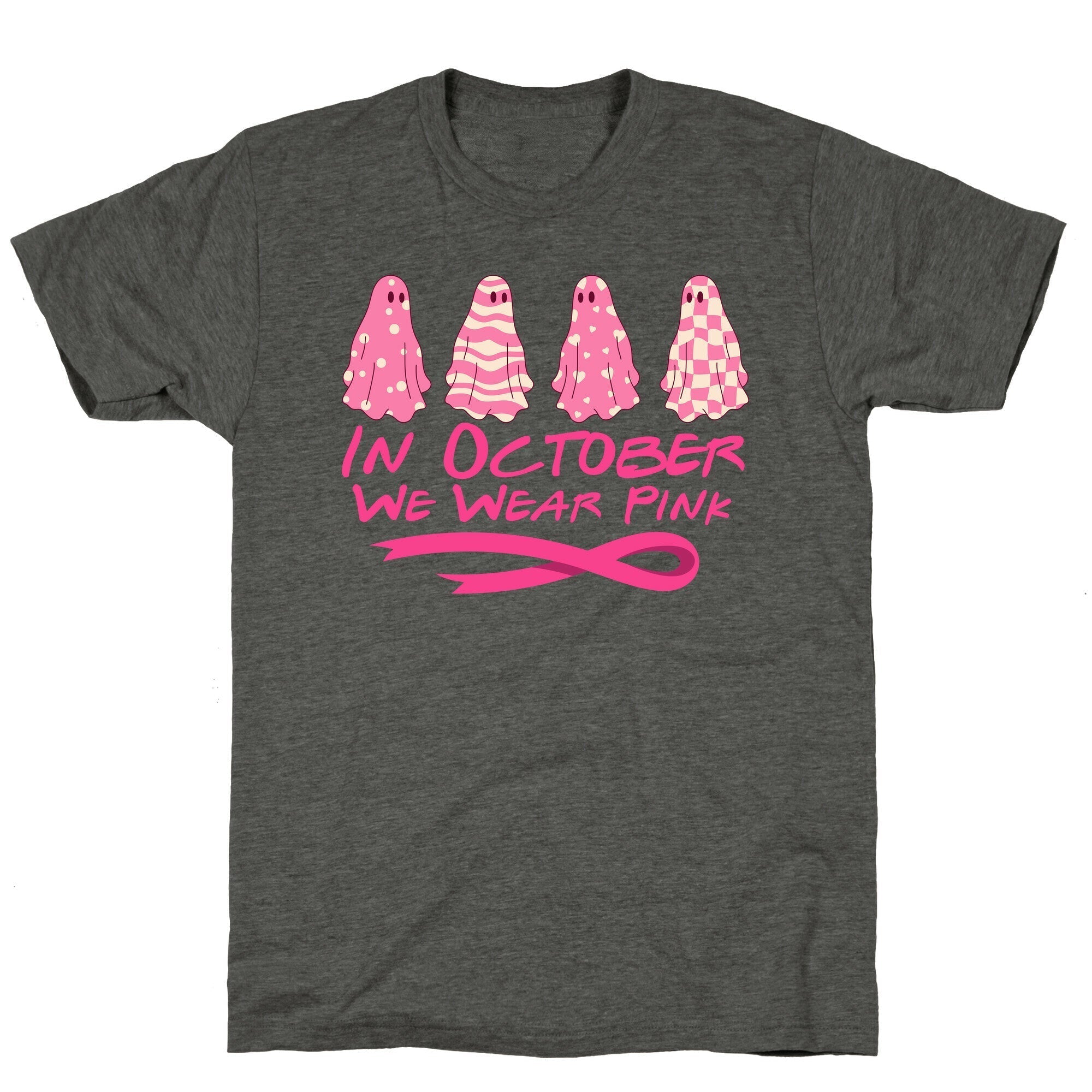 Ghost October Breast Cancer Awareness Unisex Triblend Tee Hoodie, Sweatshirt | PureTeeCo.com (Image 1)