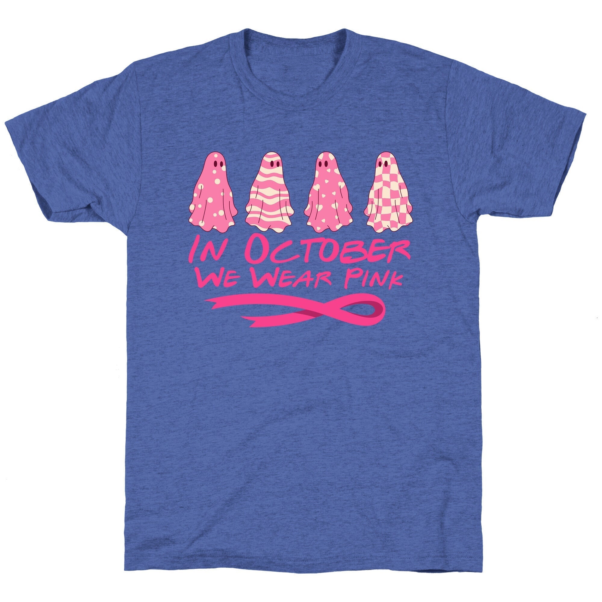 Ghost October Breast Cancer Awareness Unisex Triblend Tee Hoodie, Sweatshirt | PureTeeCo.com (Image 2)