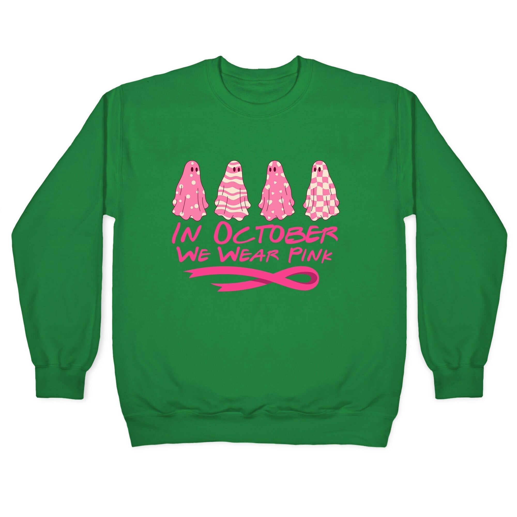 Ghost October Breast Cancer Awareness Crewneck Sweatshirt T-Shirts, Hoodie | PureTeeCo.com (Image 2)