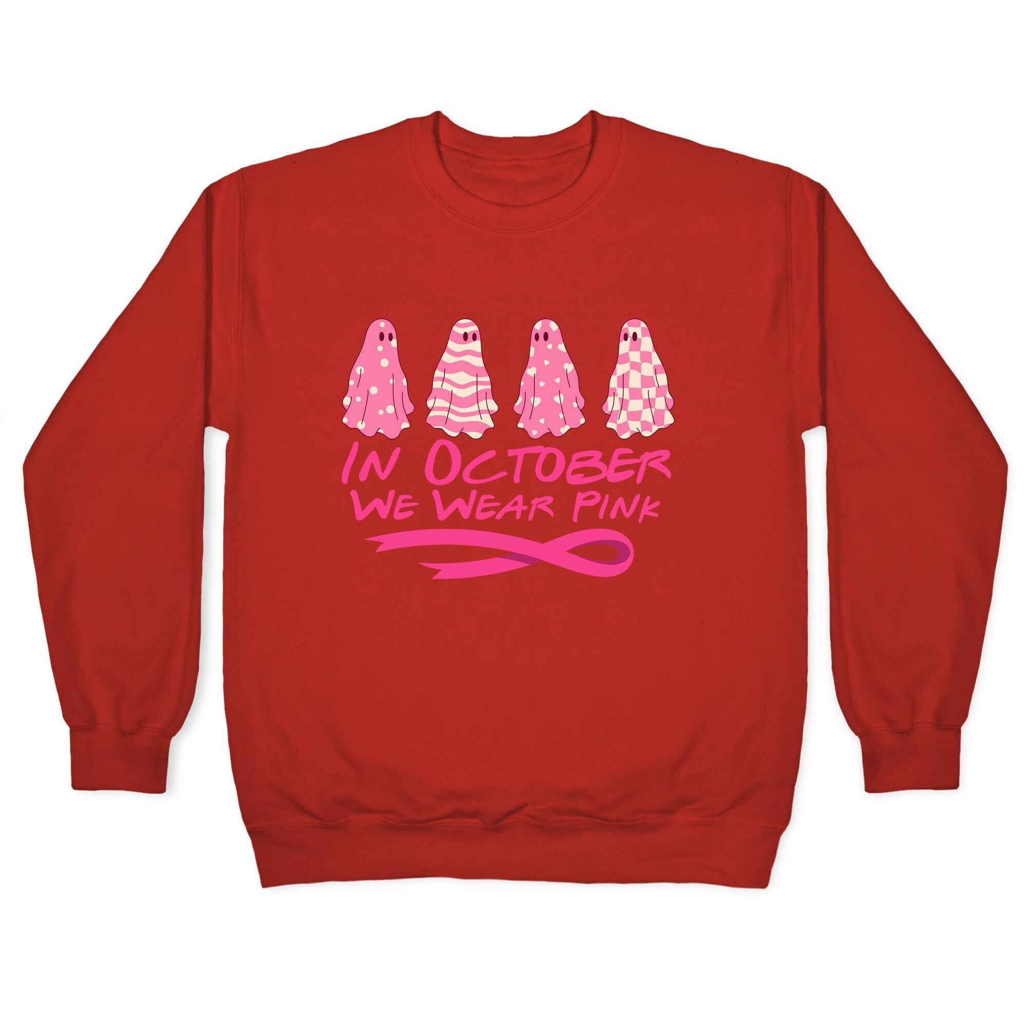Ghost October Breast Cancer Awareness Crewneck Sweatshirt T-Shirts, Hoodie | PureTeeCo.com (Image 3)