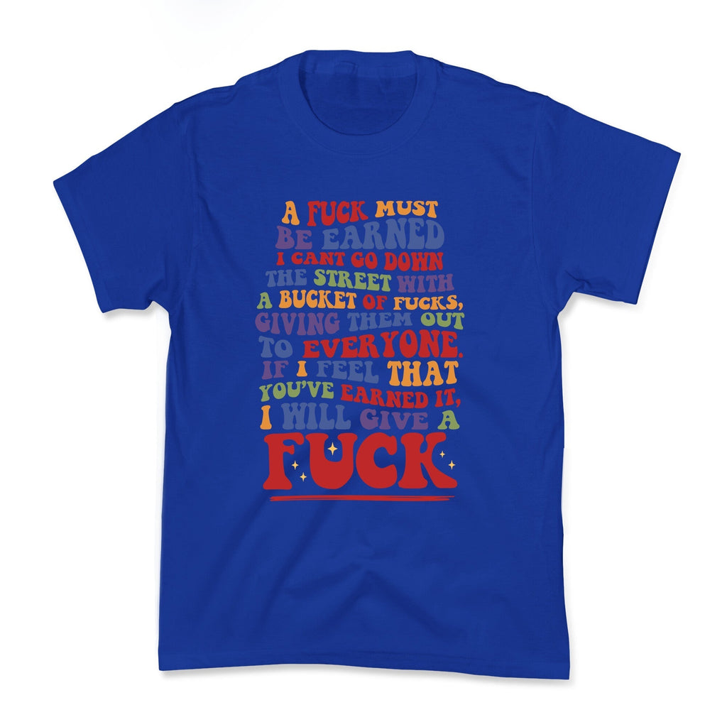 A Fuck Must Be Earned Kids Tee Hoodie, Sweatshirt | PureTeeCo.com (Image 4)