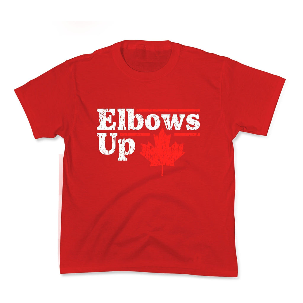 Elbows Up Canada Leaf Kids Tee Hoodie, Sweatshirt | PureTeeCo.com (Image 3)