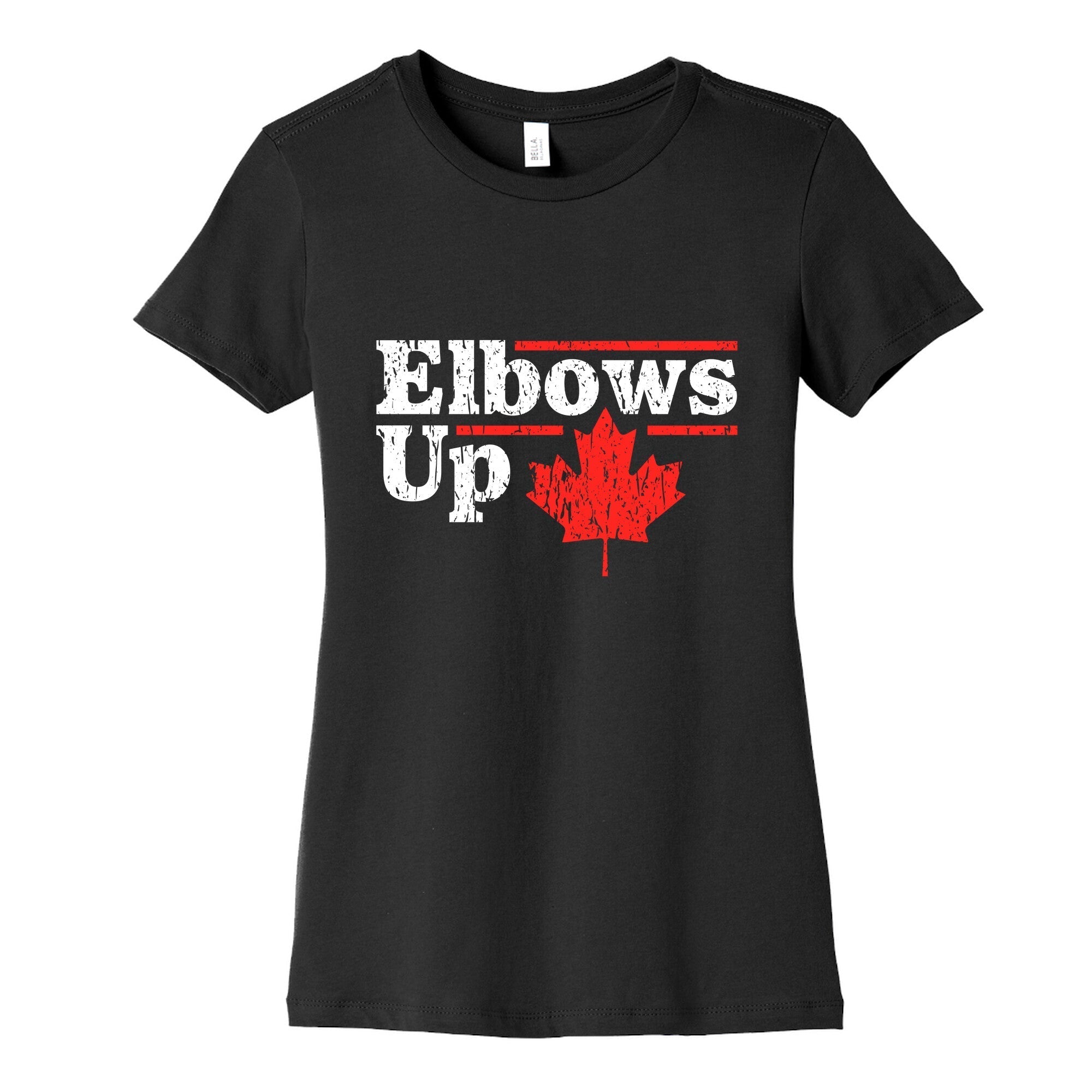 Elbows Up Canada Leaf Womens Cotton Tee Hoodie, Sweatshirt | PureTeeCo.com (Image 3)