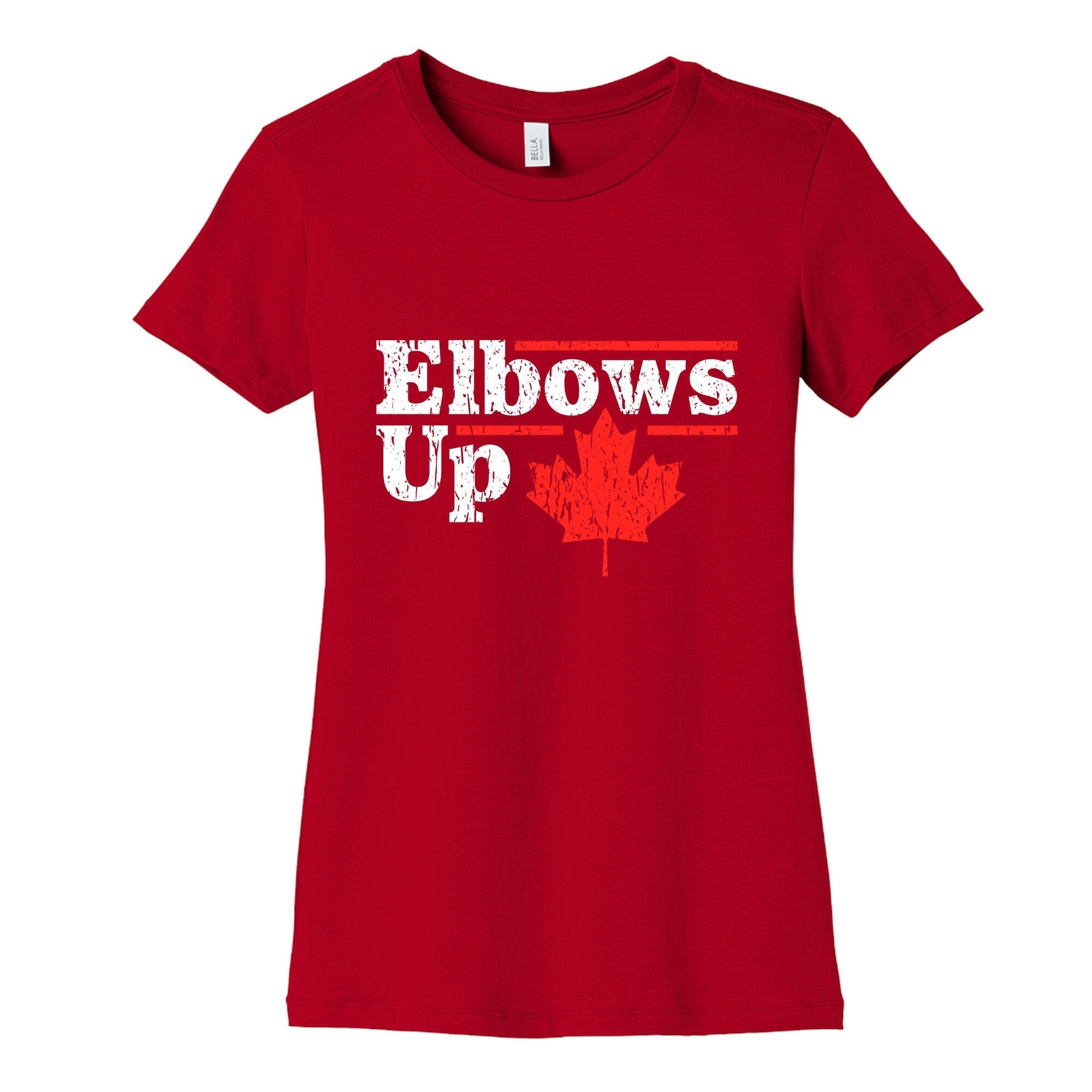 Elbows Up Canada Leaf Womens Cotton Tee Hoodie, Sweatshirt | PureTeeCo.com (Image 4)