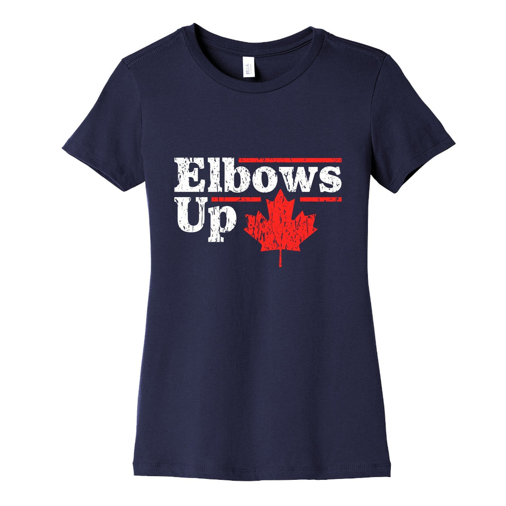 Elbows Up Canada Leaf Womens Cotton Tee Hoodie, Sweatshirt | PureTeeCo.com (Image 5)