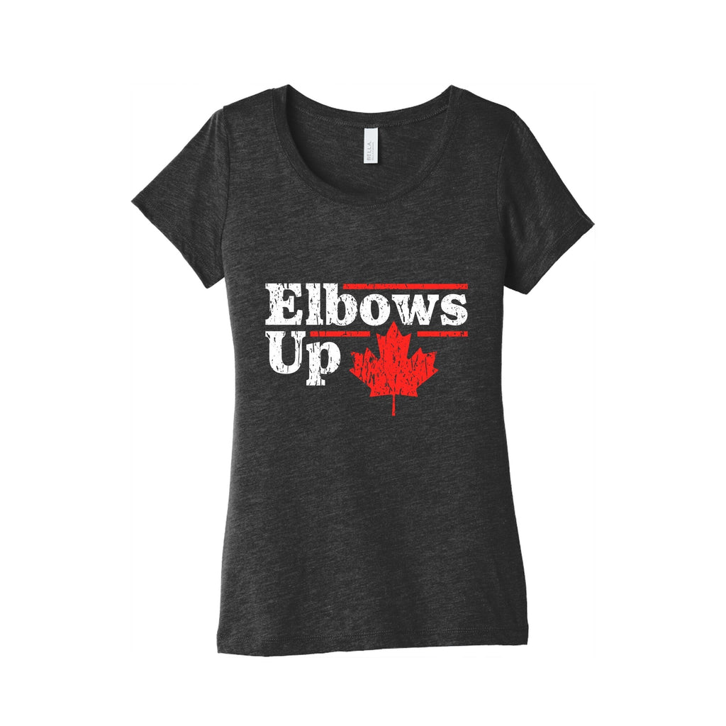 Elbows Up Canada Leaf Womens Triblend Tee Hoodie, Sweatshirt | PureTeeCo.com (Image 1)