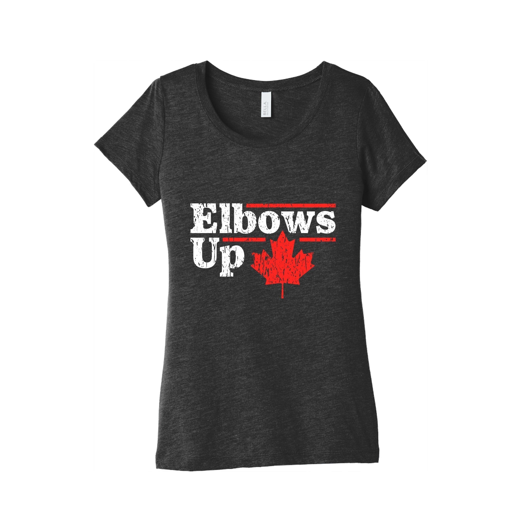 Elbows Up Canada Leaf Womens Triblend Tee Hoodie, Sweatshirt | PureTeeCo.com (Image 1)
