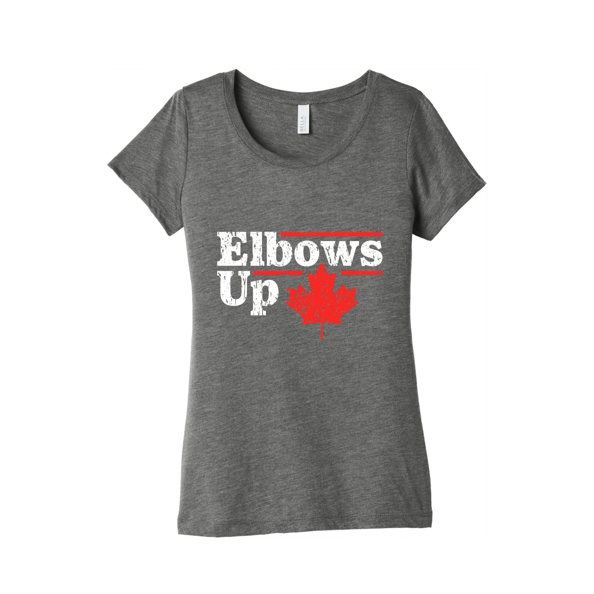 Elbows Up Canada Leaf Womens Triblend Tee Hoodie, Sweatshirt | PureTeeCo.com (Image 2)