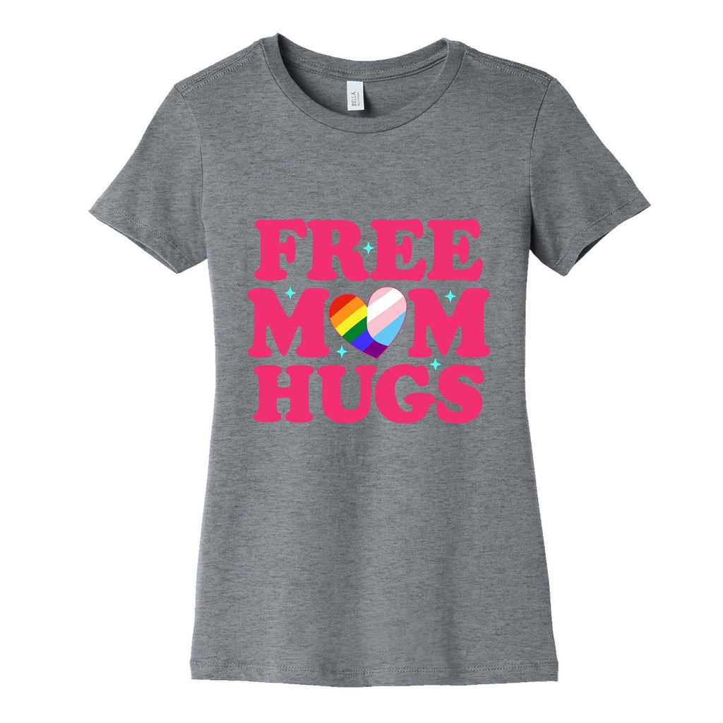 Free Mom Hugs Pride Womens Cotton Tee Hoodie, Sweatshirt | PureTeeCo.com (Image 1)