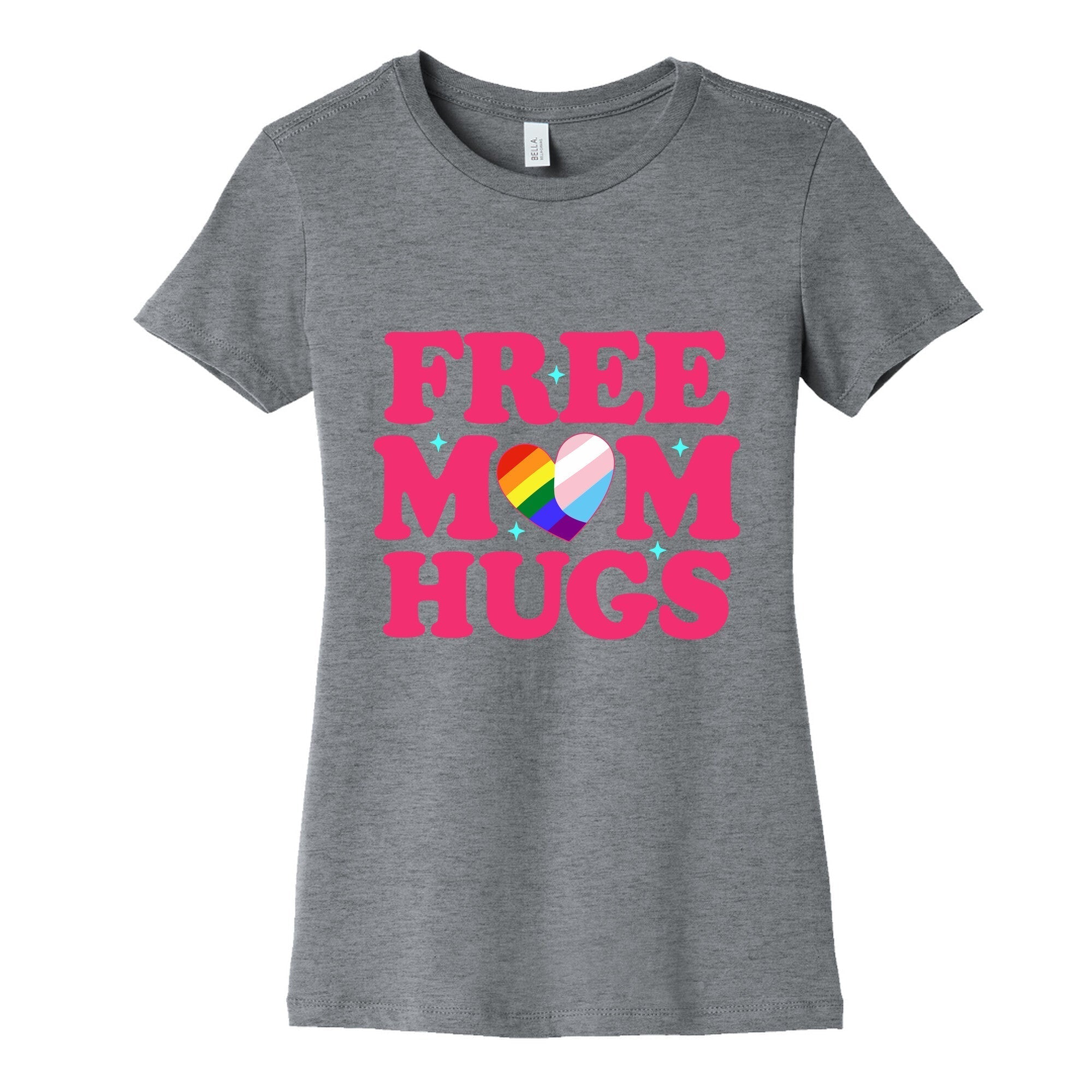 Free Mom Hugs Pride Womens Cotton Tee Hoodie, Sweatshirt | PureTeeCo.com (Image 1)