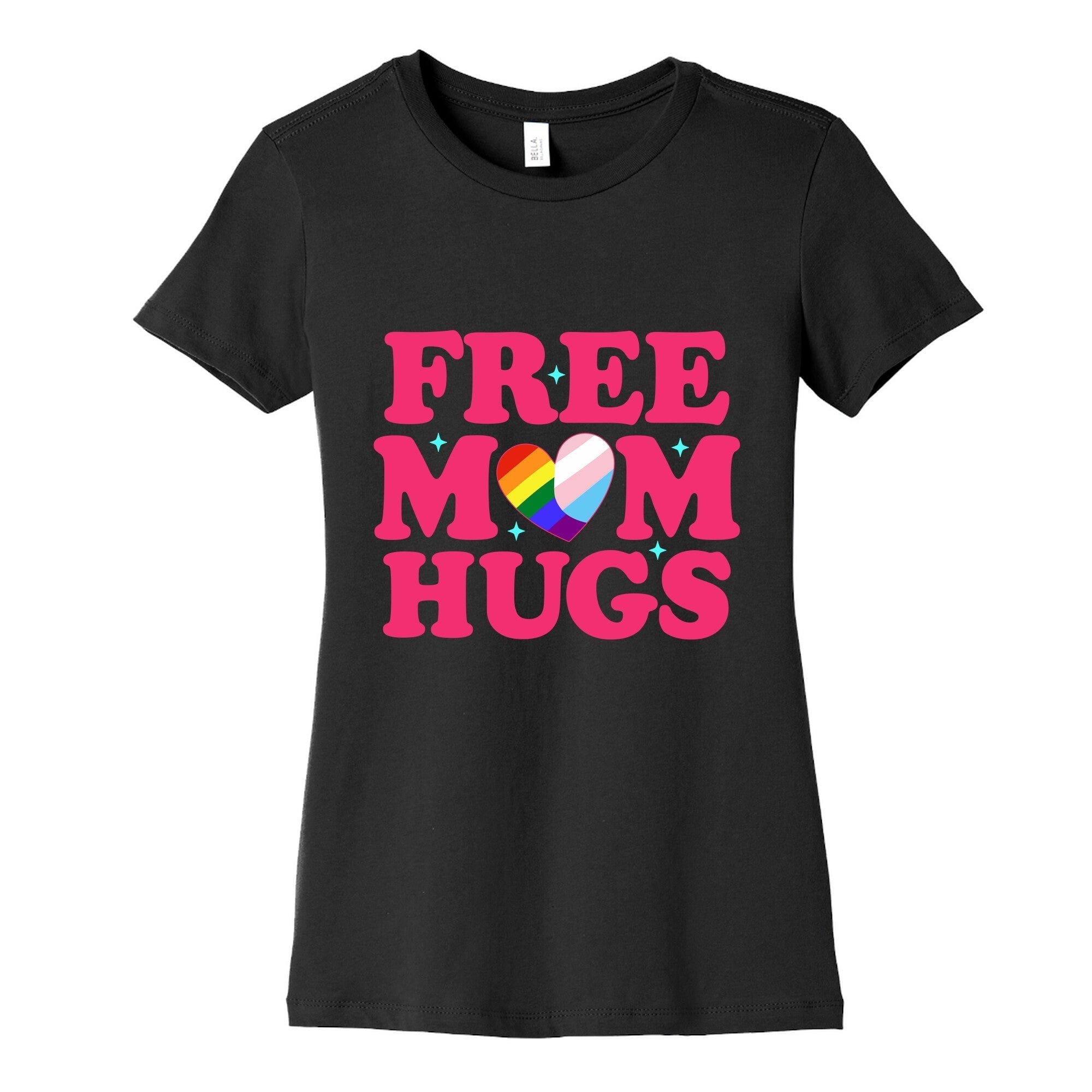 Free Mom Hugs Pride Womens Cotton Tee Hoodie, Sweatshirt | PureTeeCo.com (Image 3)