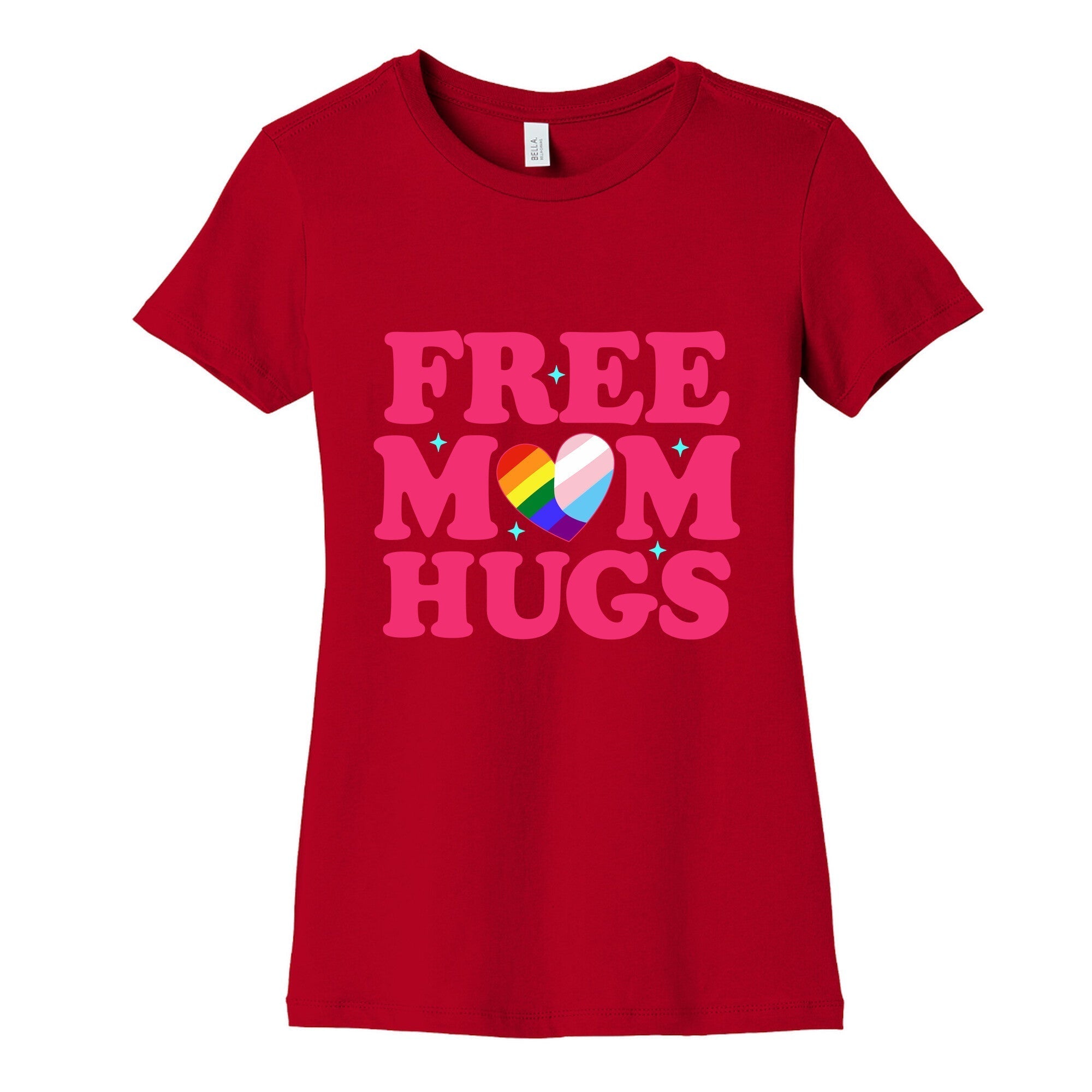 Free Mom Hugs Pride Womens Cotton Tee Hoodie, Sweatshirt | PureTeeCo.com (Image 4)