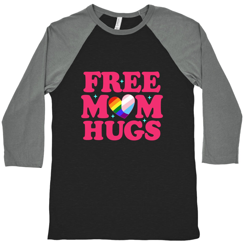 Free Mom Hugs Pride Baseball Tee Hoodie, Sweatshirt | PureTeeCo.com (Image 1)