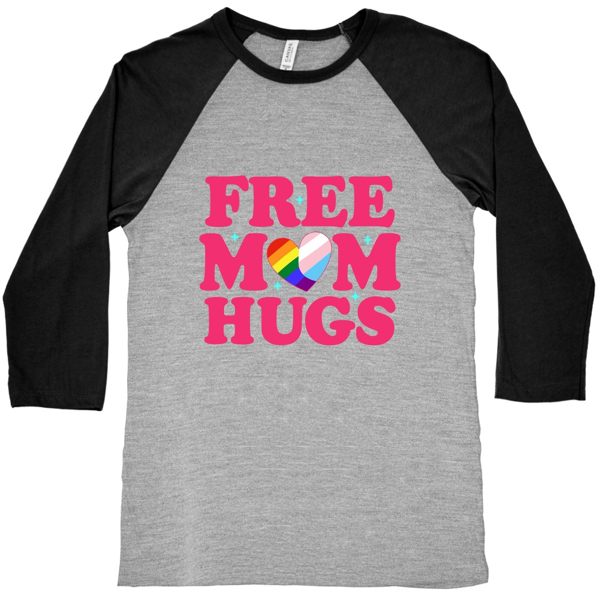 Free Mom Hugs Pride Baseball Tee Hoodie, Sweatshirt | PureTeeCo.com (Image 2)
