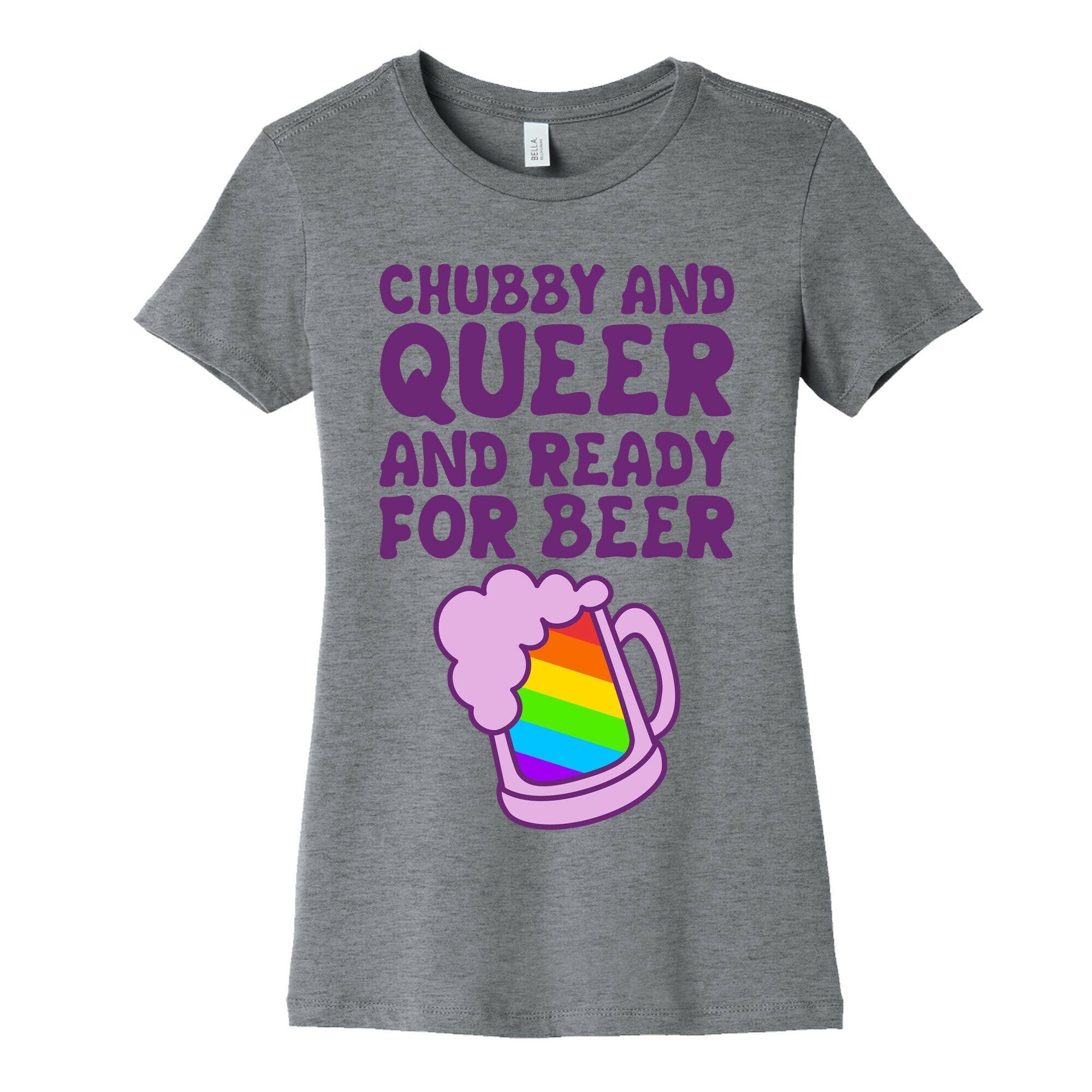 Chubby And Queer And Ready For Beer Women's Cotton Tee Hoodie, Sweatshirt | PureTeeCo.com (Image 2)