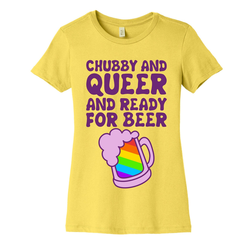 Chubby And Queer And Ready For Beer Women's Cotton Tee Hoodie, Sweatshirt | PureTeeCo.com (Image 3)