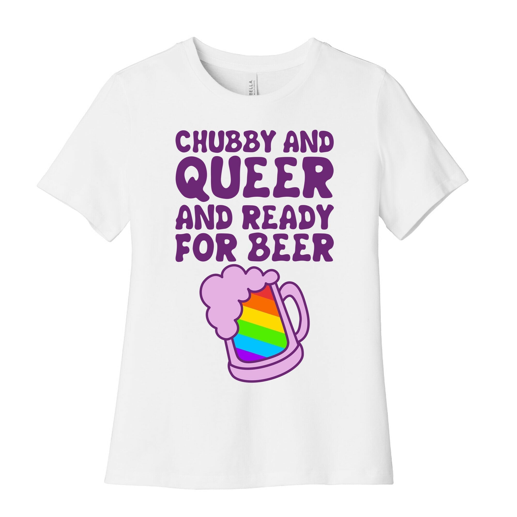 Chubby And Queer And Ready For Beer Women's Cotton Tee Hoodie, Sweatshirt | PureTeeCo.com (Image 1)