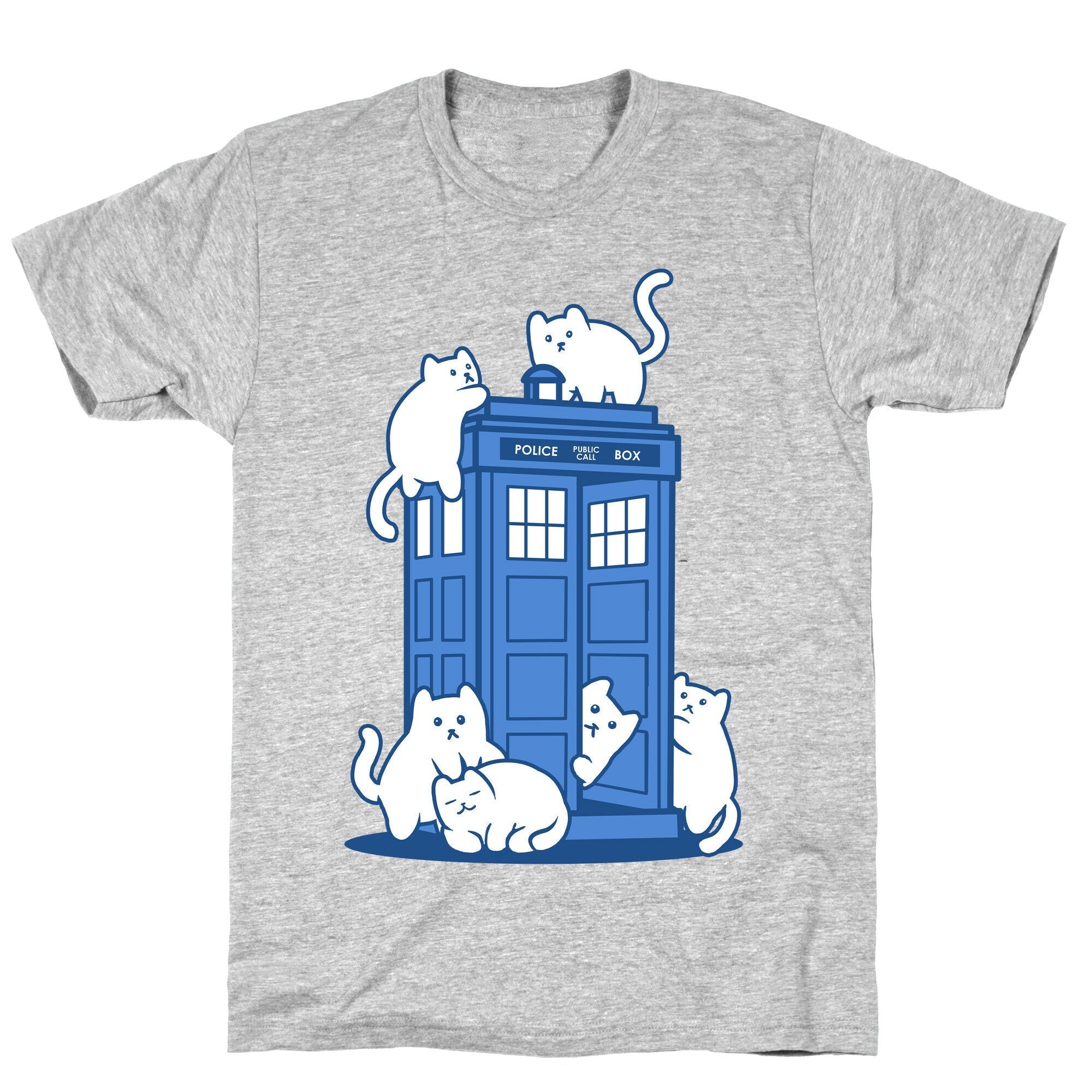Catipose and the Tardis T-Shirt Hoodie, Sweatshirt | PureTeeCo.com (Image 3)