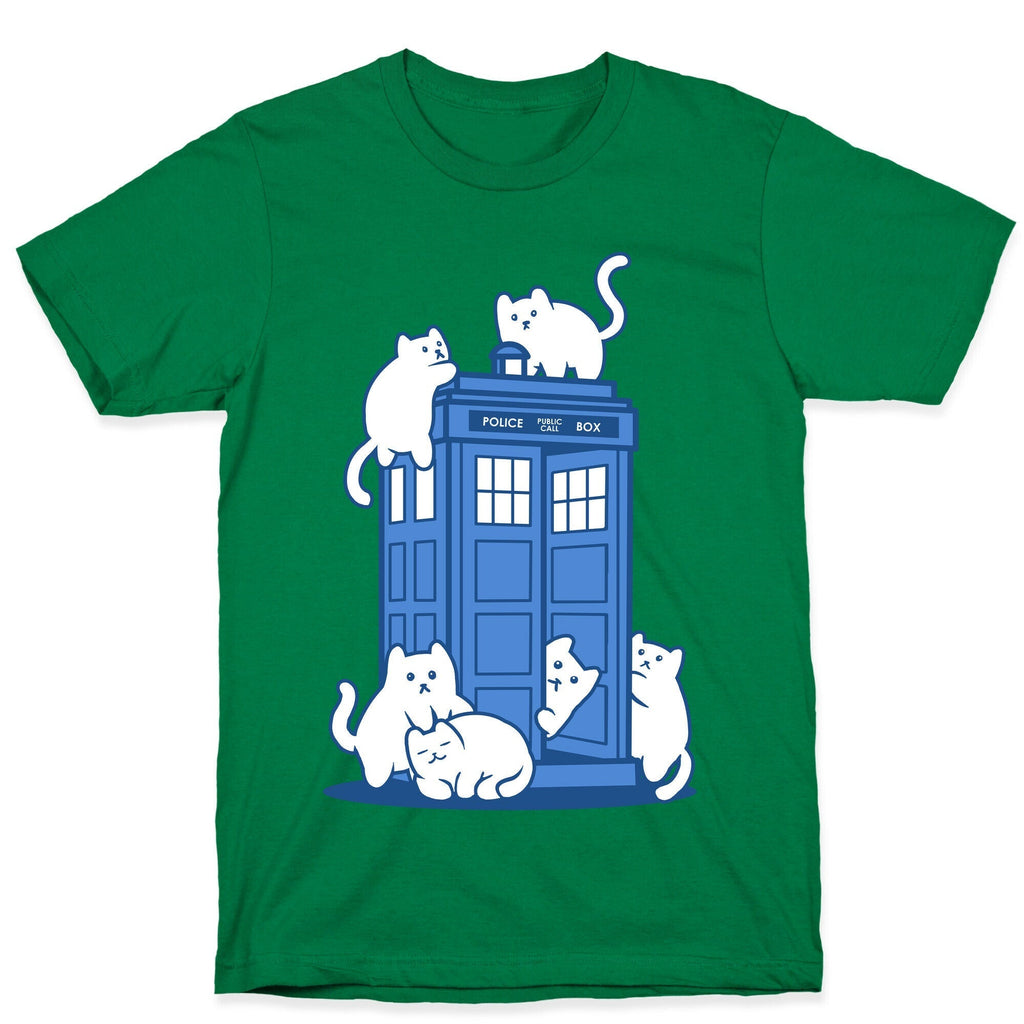 Catipose and the Tardis T-Shirt Hoodie, Sweatshirt | PureTeeCo.com (Image 4)