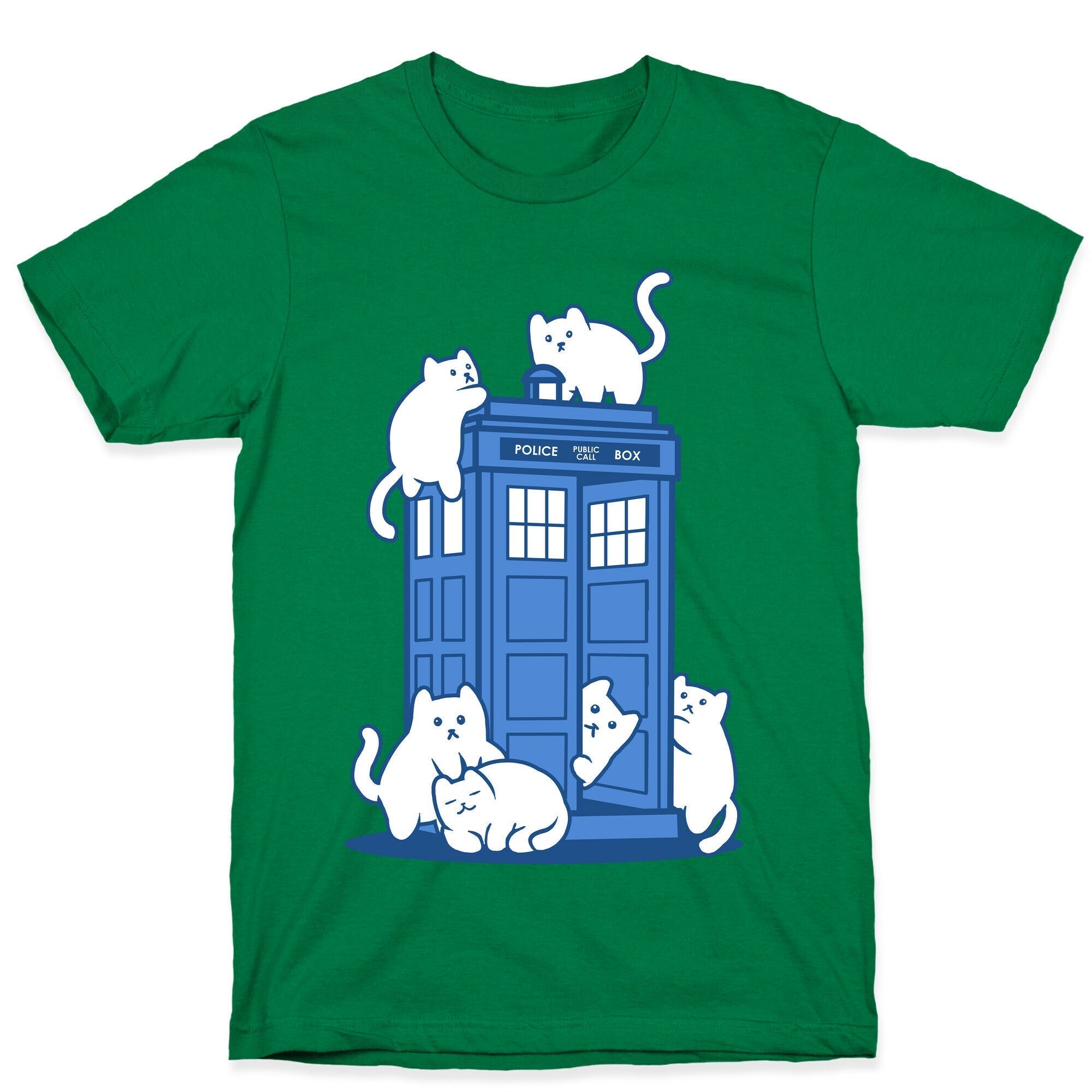 Catipose and the Tardis T-Shirt Hoodie, Sweatshirt | PureTeeCo.com (Image 4)