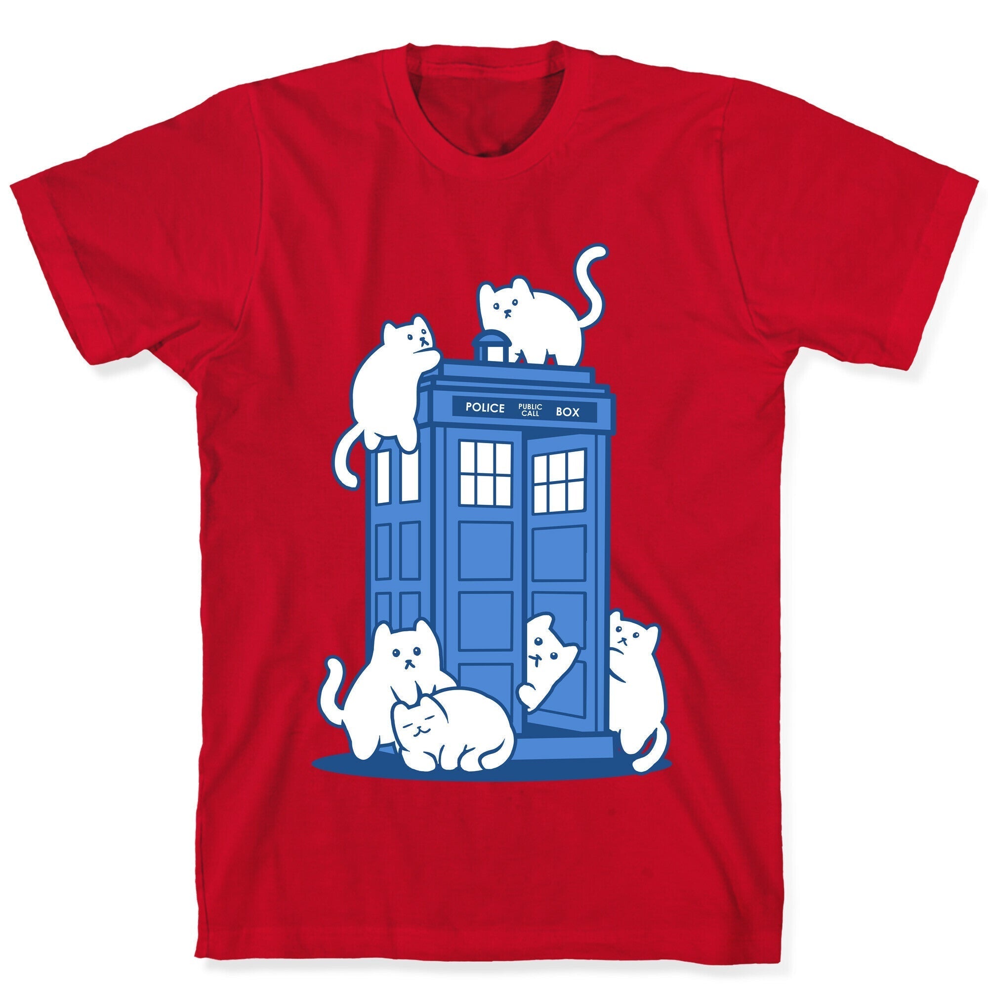 Catipose and the Tardis T-Shirt Hoodie, Sweatshirt | PureTeeCo.com (Image 5)