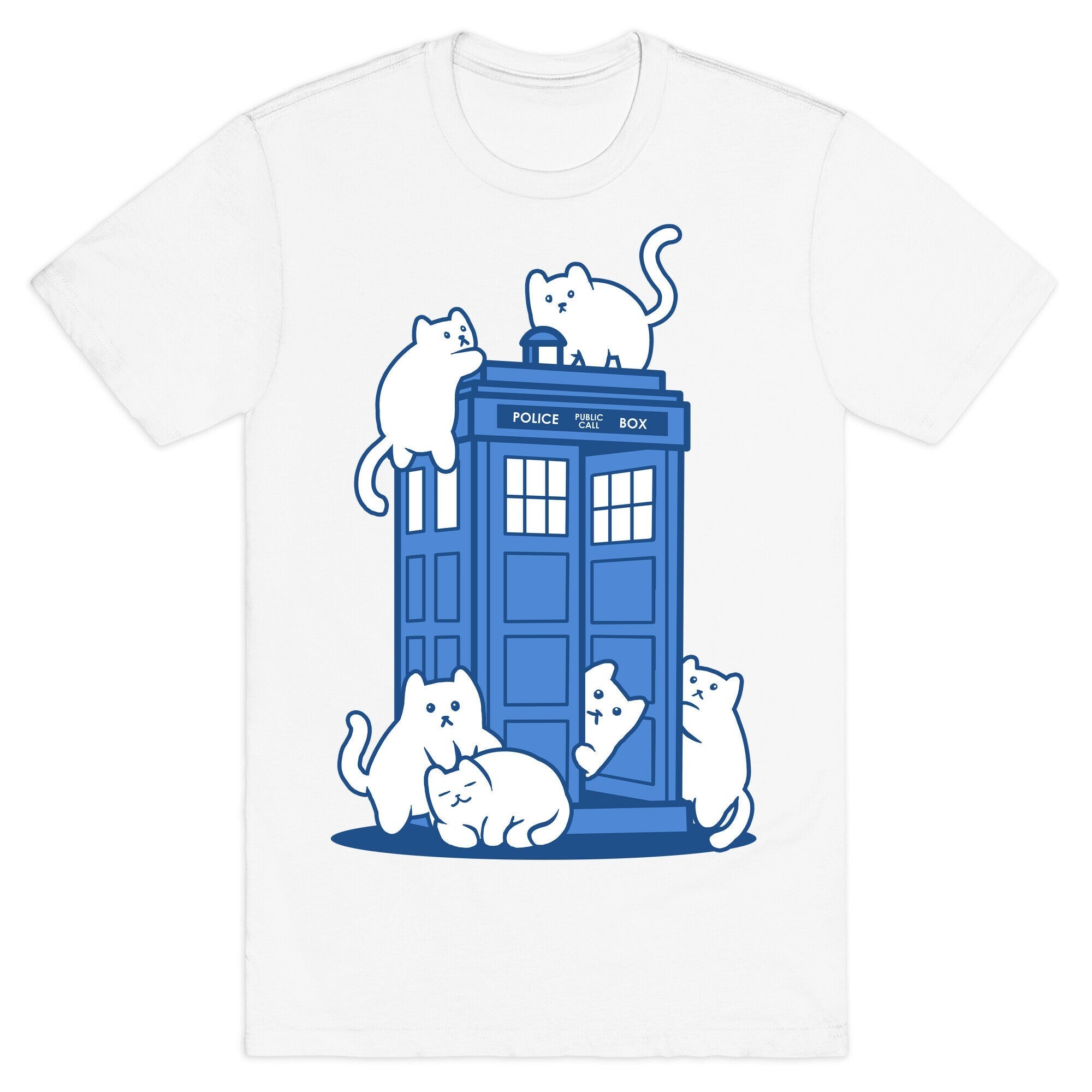 Catipose and the Tardis T-Shirt Hoodie, Sweatshirt | PureTeeCo.com (Image 2)
