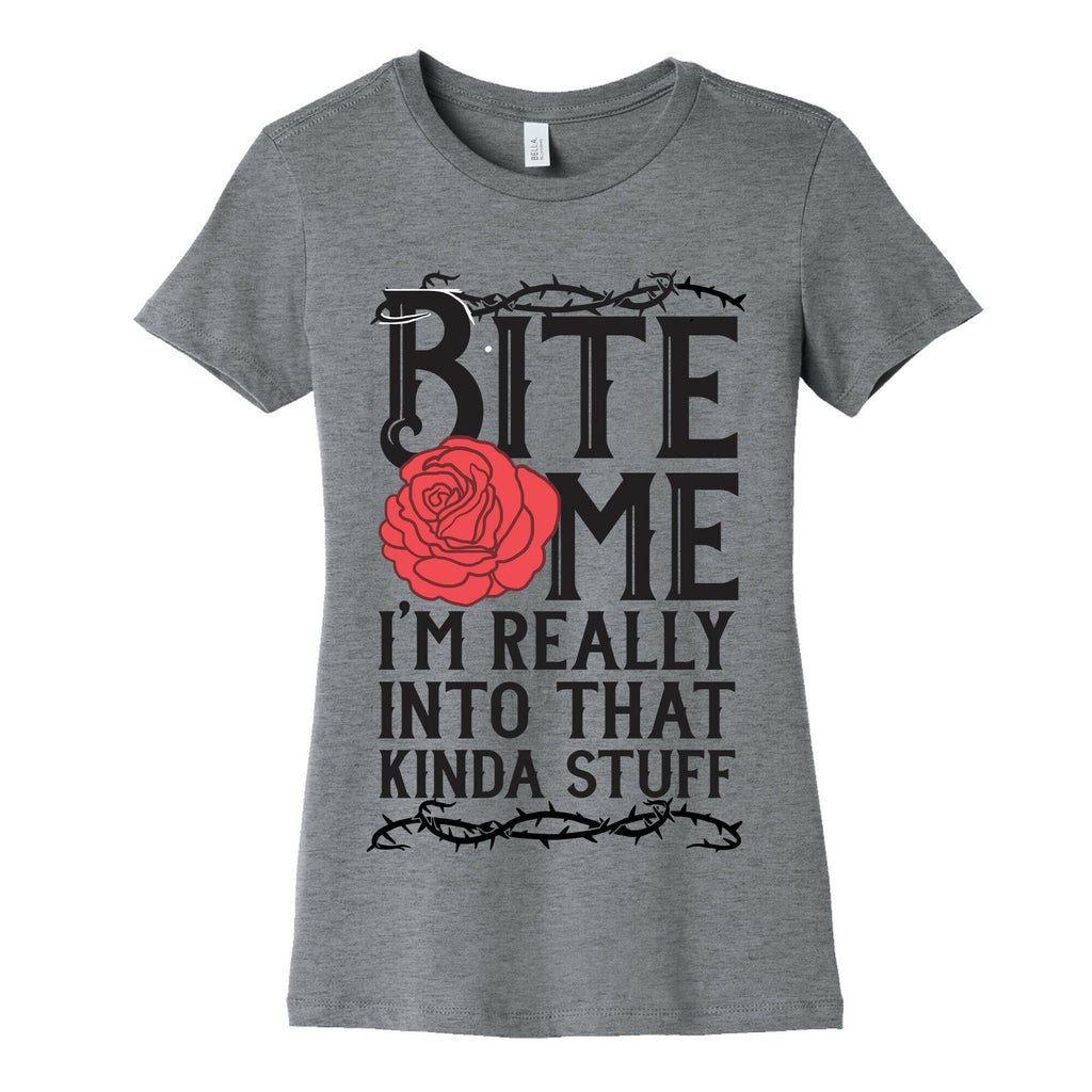 Bite Me I'm Really Into That Kinda Stuff Women's Cotton Tee Hoodie, Sweatshirt | PureTeeCo.com (Image 2)