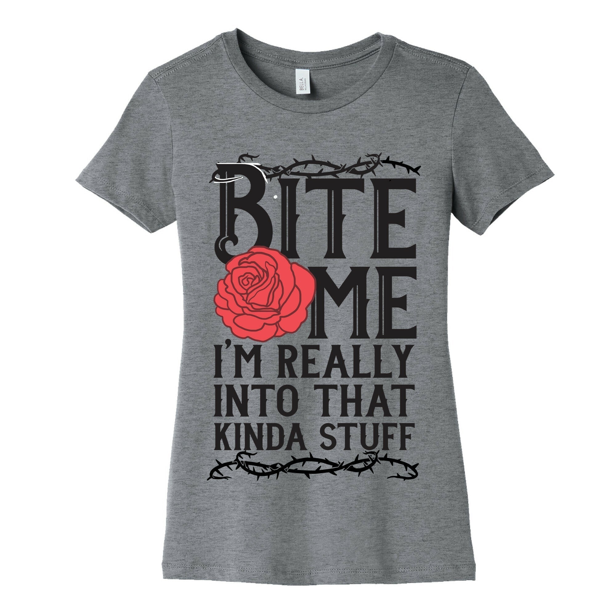 Bite Me I'm Really Into That Kinda Stuff Women's Cotton Tee Hoodie, Sweatshirt | PureTeeCo.com (Image 2)