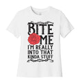 Bite Me I'm Really Into That Kinda Stuff Women's Cotton Tee Hoodie, Sweatshirt | PureTeeCo.com (Image 1)