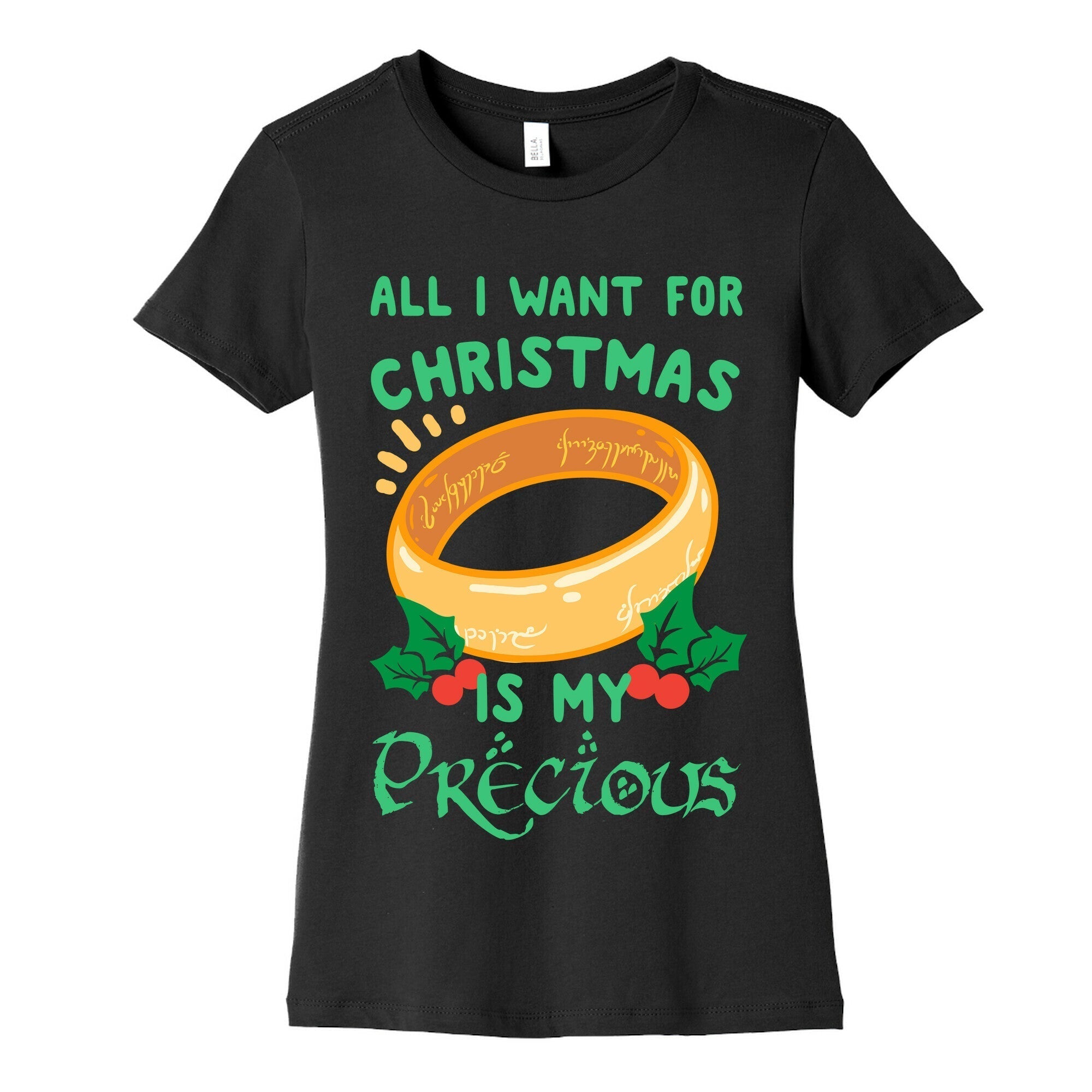 All I Want For Christmas is My Precious Women's Cotton Tee Hoodie, Sweatshirt | PureTeeCo.com (Image 5)