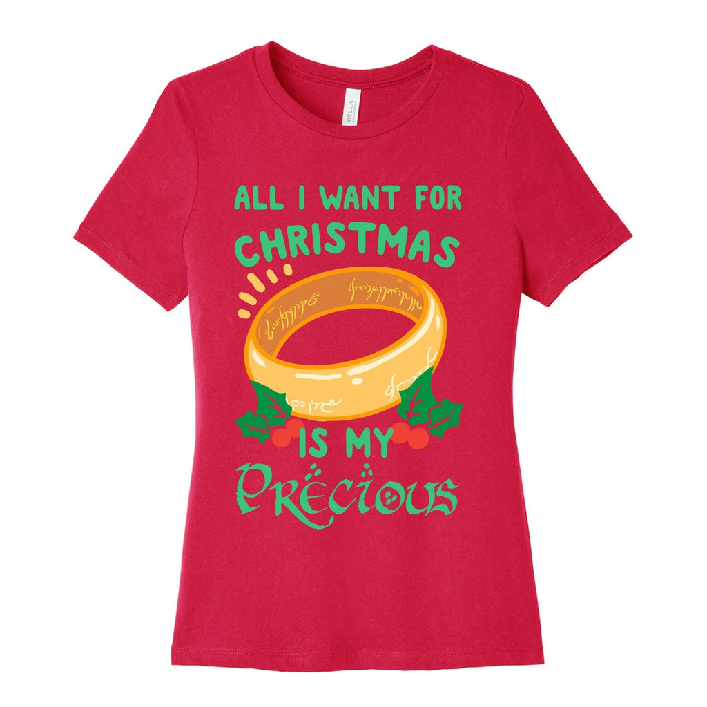 All I Want For Christmas is My Precious Women's Cotton Tee Hoodie, Sweatshirt | PureTeeCo.com (Image 2)