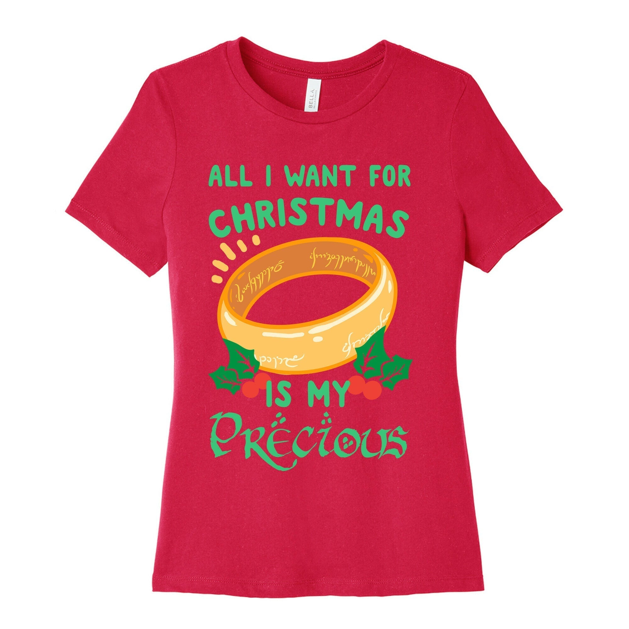 All I Want For Christmas is My Precious Women's Cotton Tee Hoodie, Sweatshirt | PureTeeCo.com (Image 2)