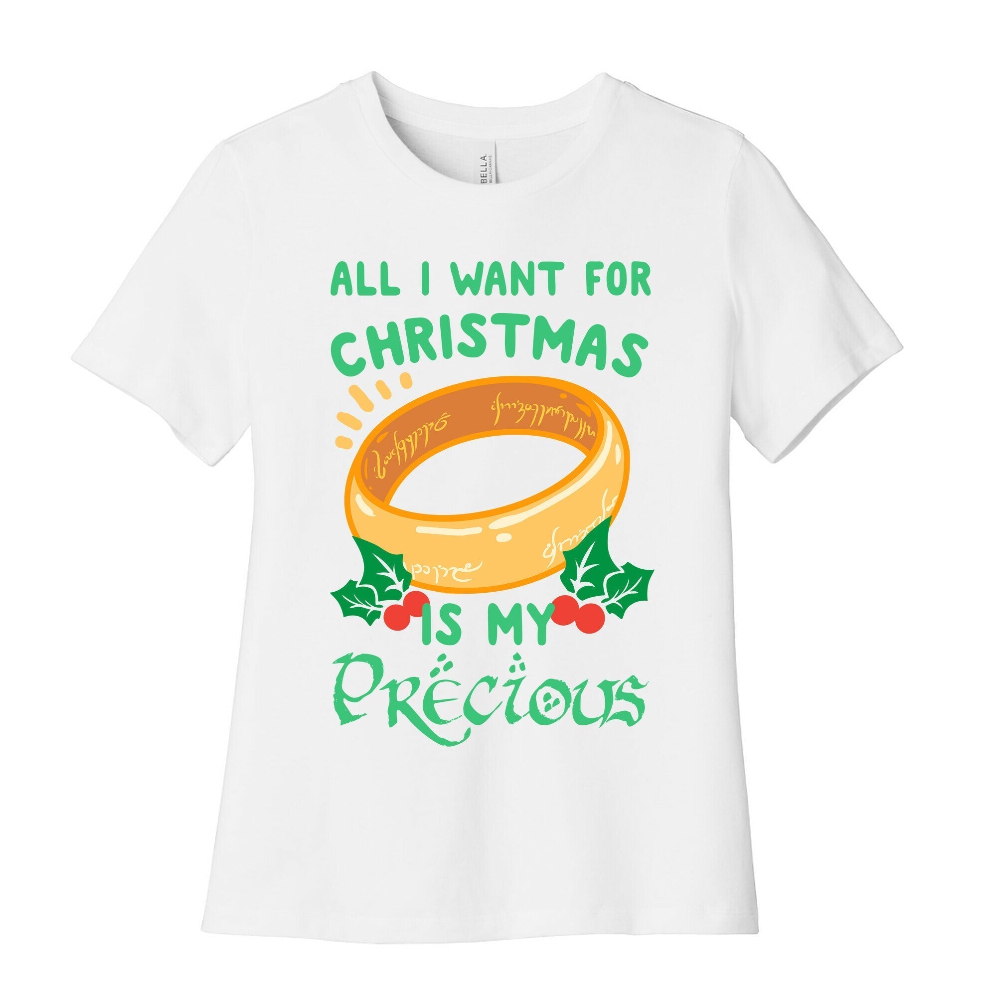All I Want For Christmas is My Precious Women's Cotton Tee Hoodie, Sweatshirt | PureTeeCo.com (Image 4)