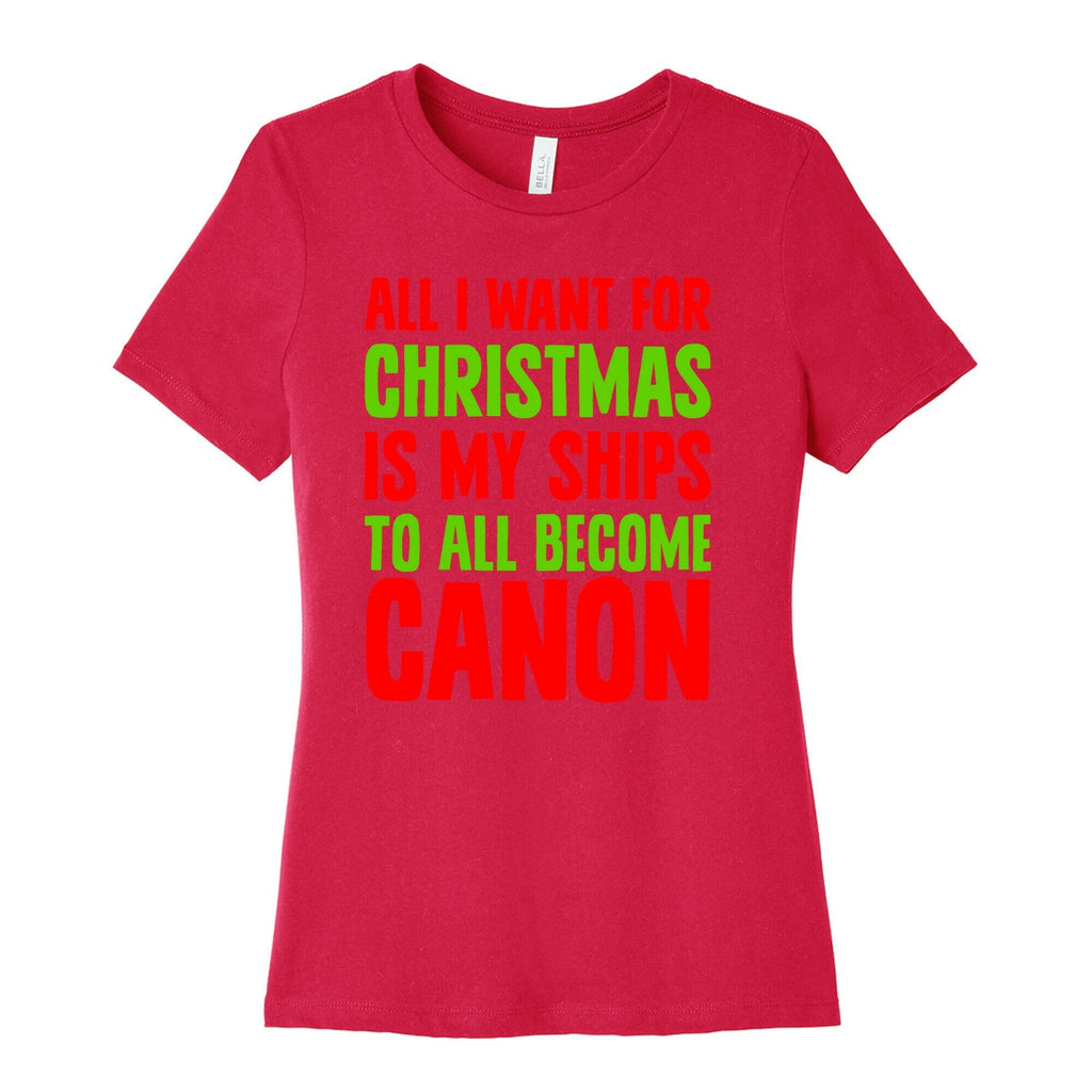 All I Want For Christmas Is My Ships To All Become Canon Women's Cotton Tee Hoodie, Sweatshirt | PureTeeCo.com (Image 2)