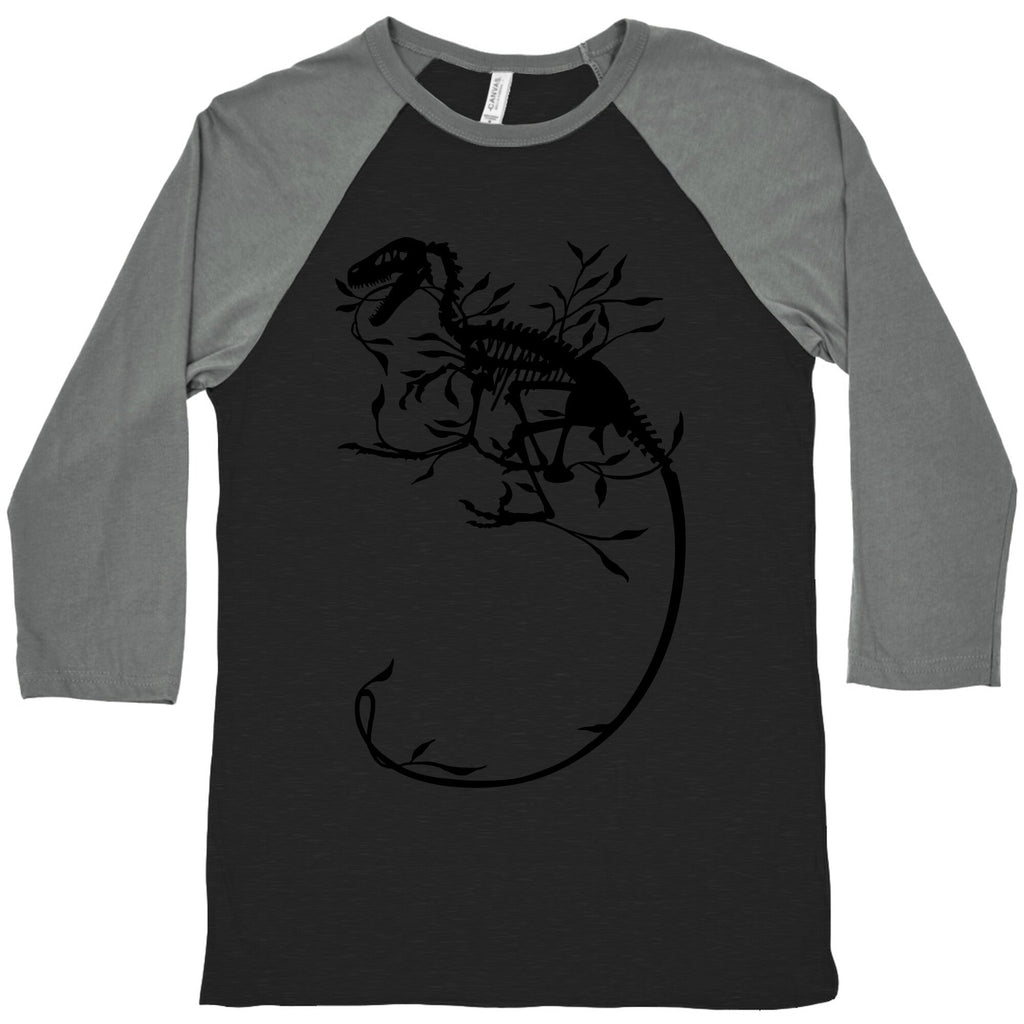Floral Dinosaur Baseball Tee Hoodie, Sweatshirt | PureTeeCo.com (Image 3)