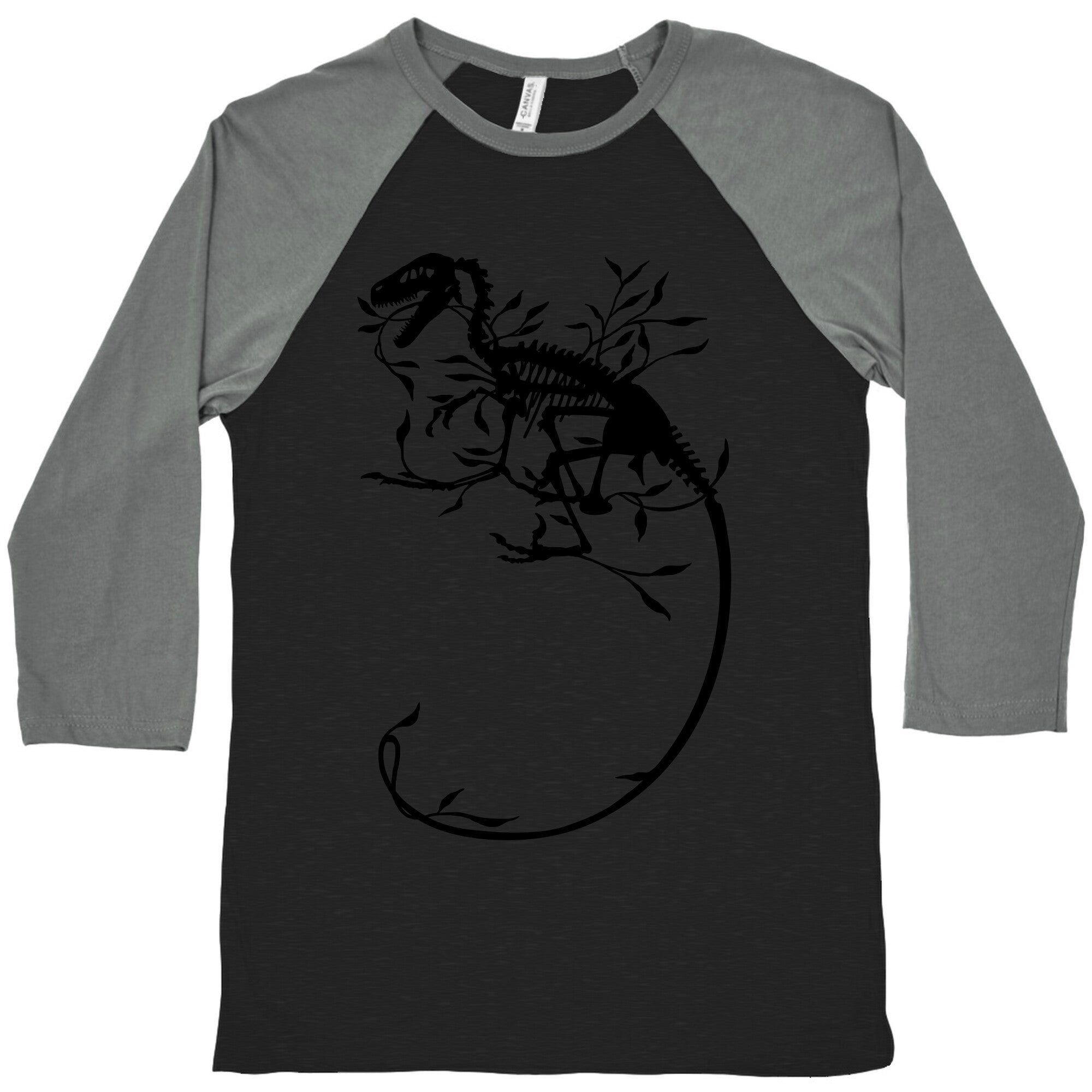 Floral Dinosaur Baseball Tee Hoodie, Sweatshirt | PureTeeCo.com (Image 3)